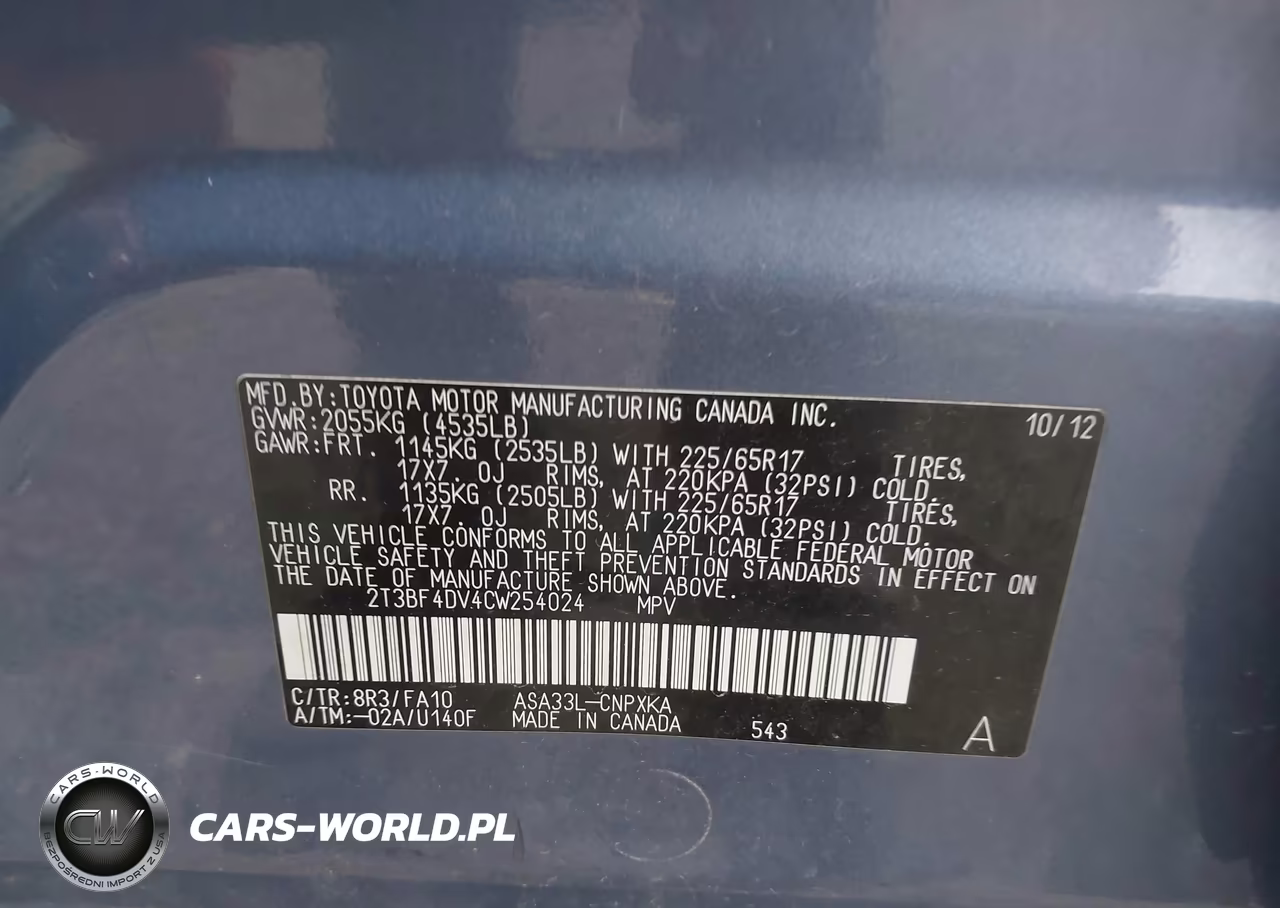 2012 Toyota Rav4 VIN:2T3BF4DV4CW254024 - 9