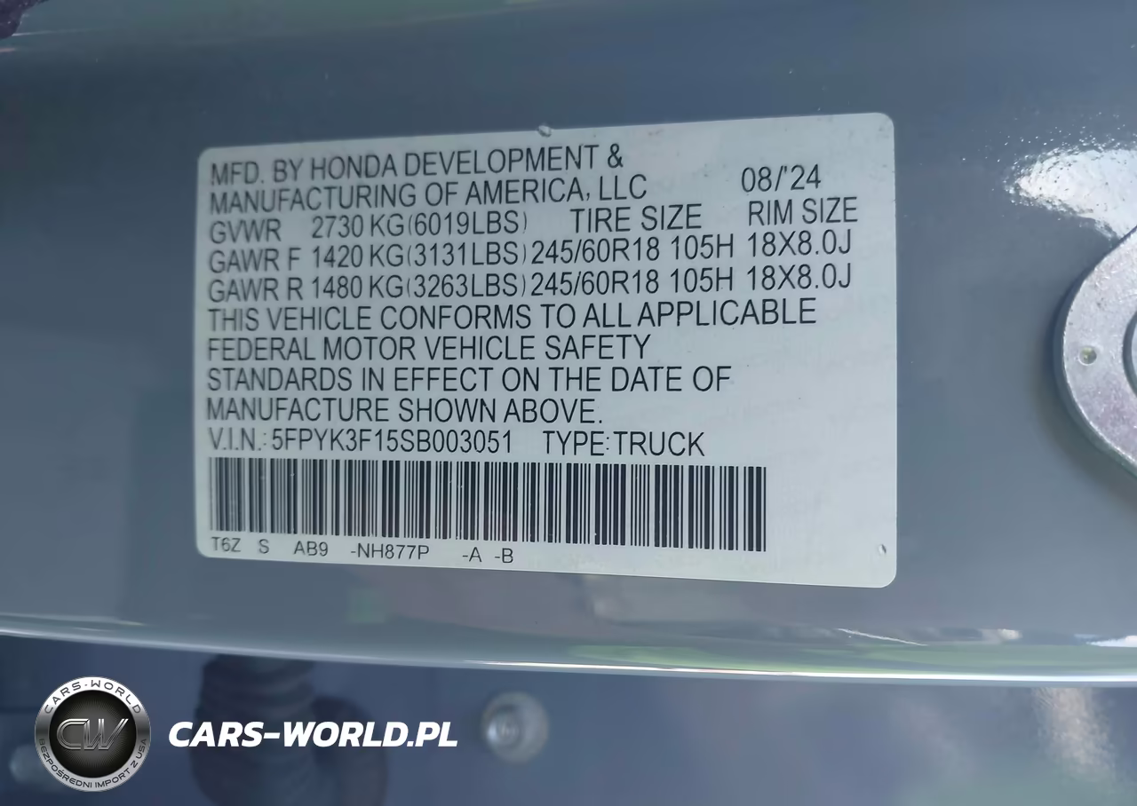 2025 Honda Ridgeline Sport VIN:5FPYK3F15SB003051 - 9