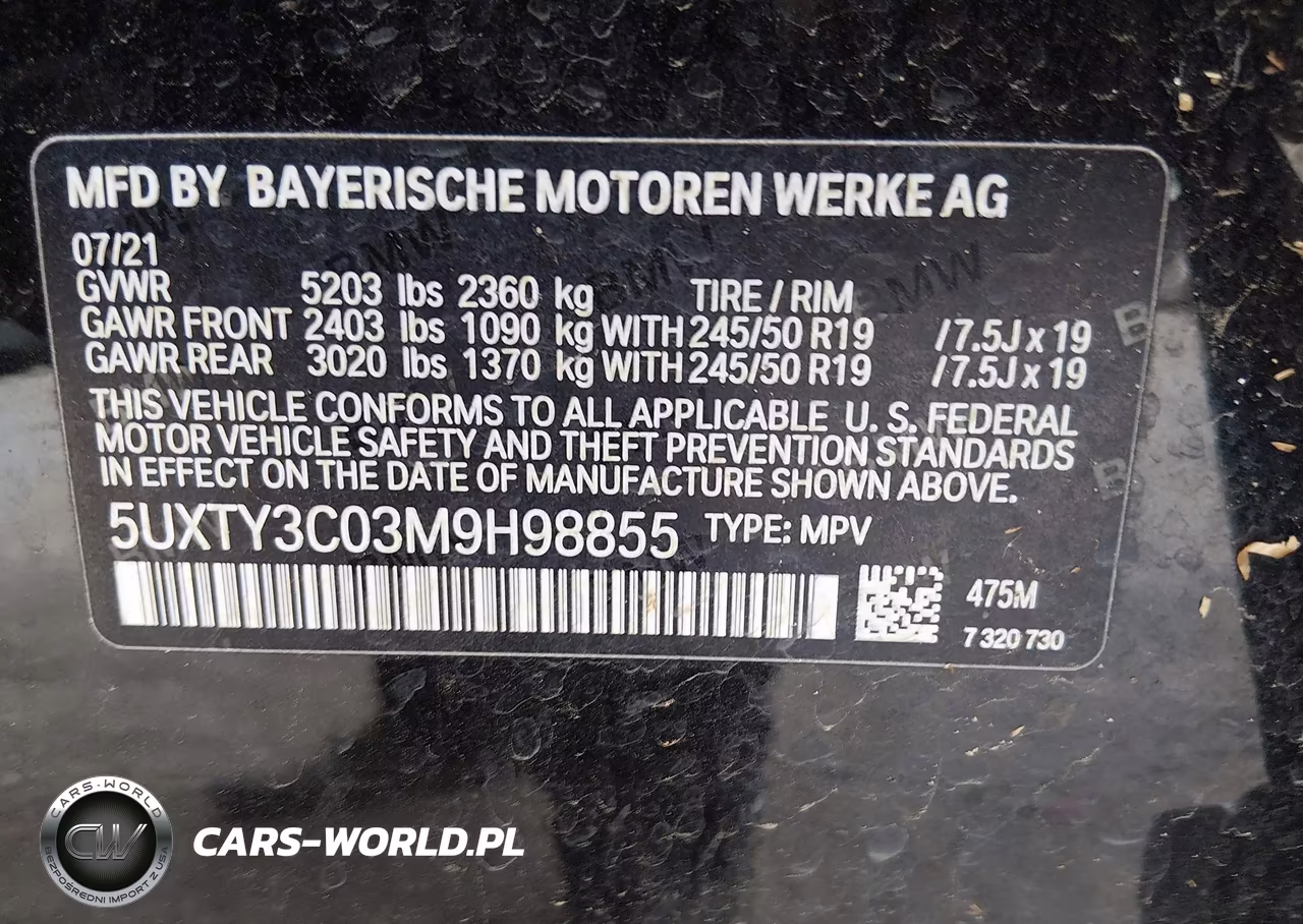 2021 BMW X3 Sdrive30I VIN:5UXTY3C03M9H98855 - 9