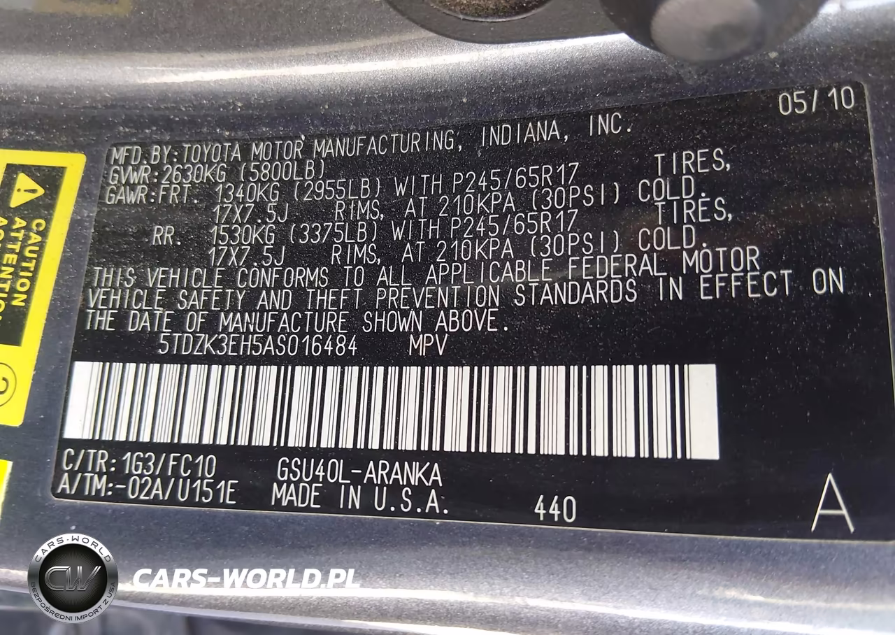 2010 Toyota Highlander Base V6 VIN:5TDZK3EH5AS016484 - 9
