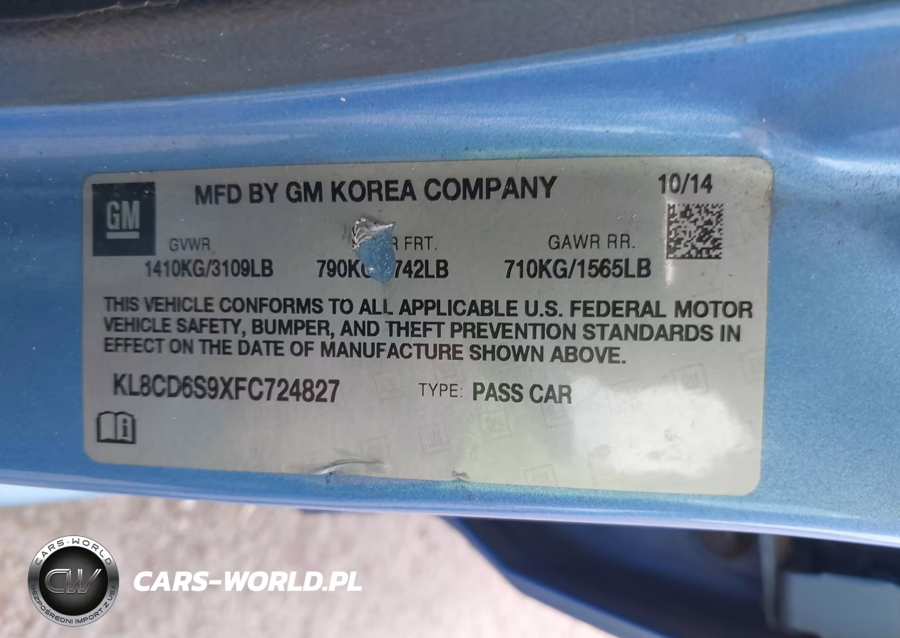 2015 Chevrolet Spark 1Lt Cvt VIN:KL8CD6S9XFC724827 - 9