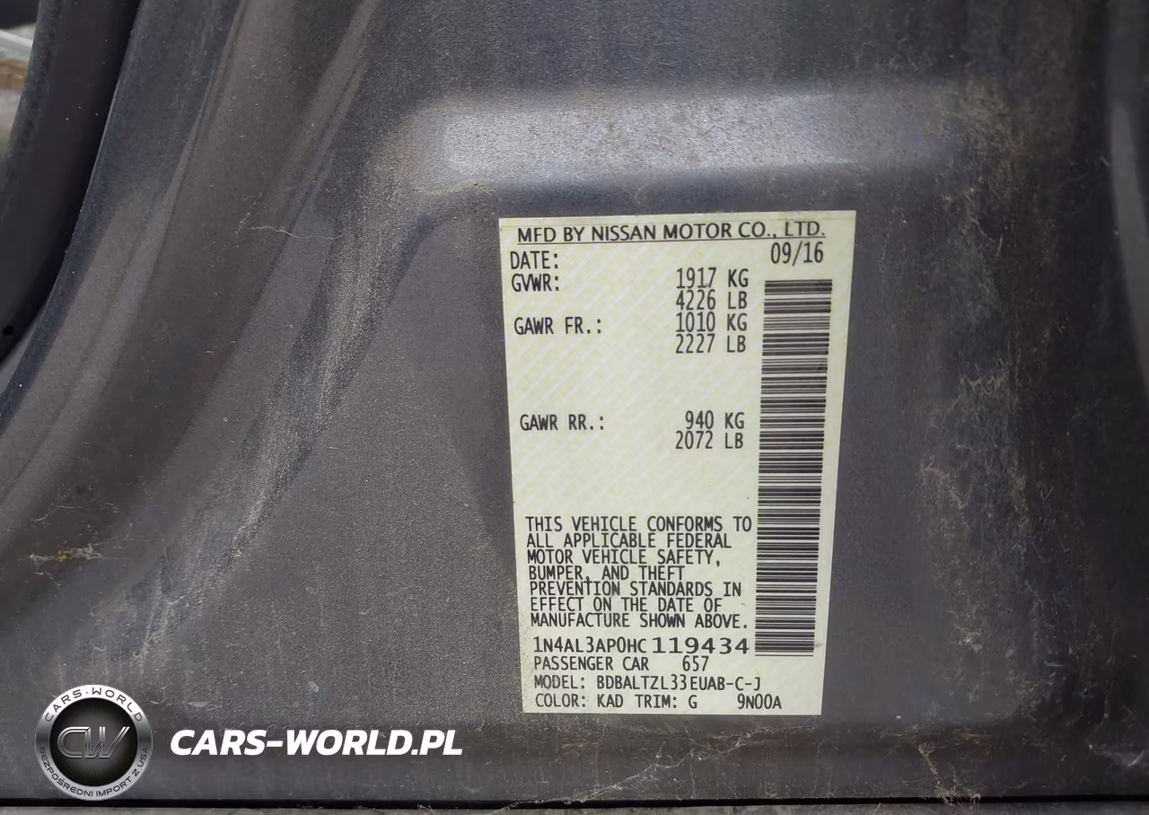 2017 Nissan Altima 2.5 Sl VIN:1N4AL3AP0HC119434 - 9