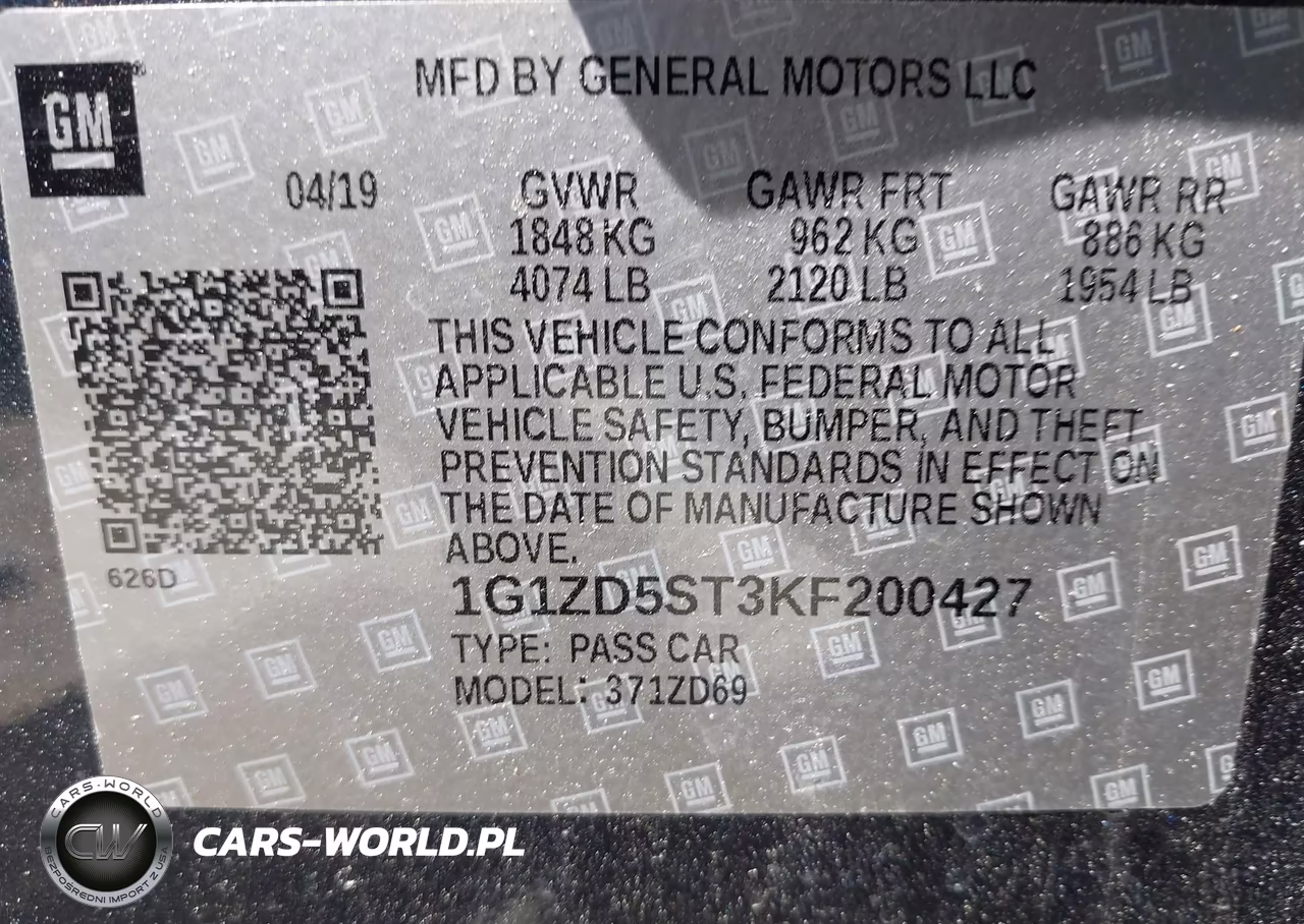 2019 Chevrolet Malibu Lt VIN:1G1ZD5ST3KF200427 - 9
