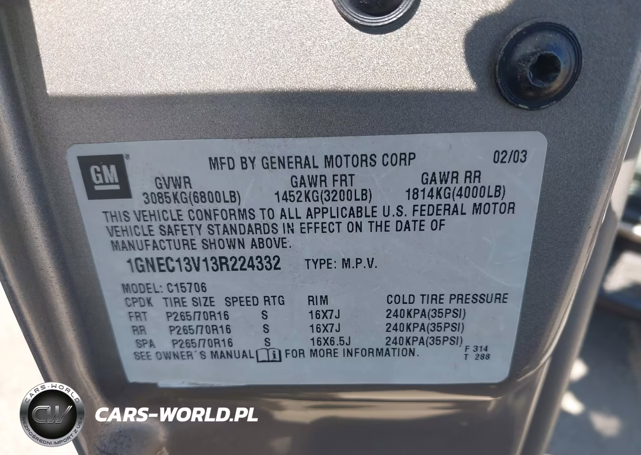 2003 Chevrolet Tahoe Ls VIN:1GNEC13V13R224332 - 9