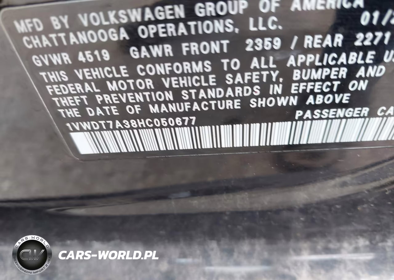 2017 Volkswagen Passat 1.8T R-Line VIN:1VWDT7A38HC050677 - 9