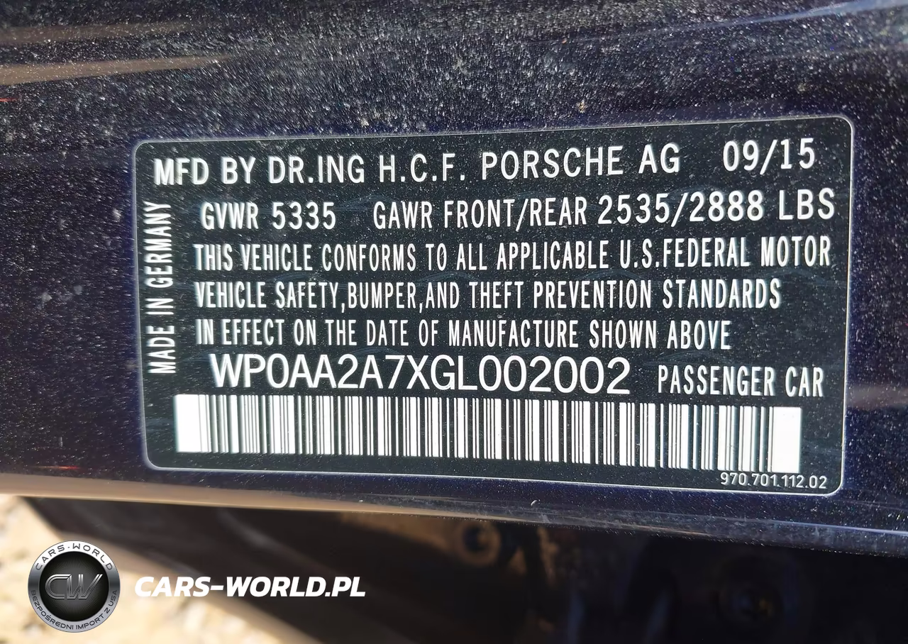 2016 Porsche Panamera 4 VIN:WP0AA2A7XGL002002 - 9