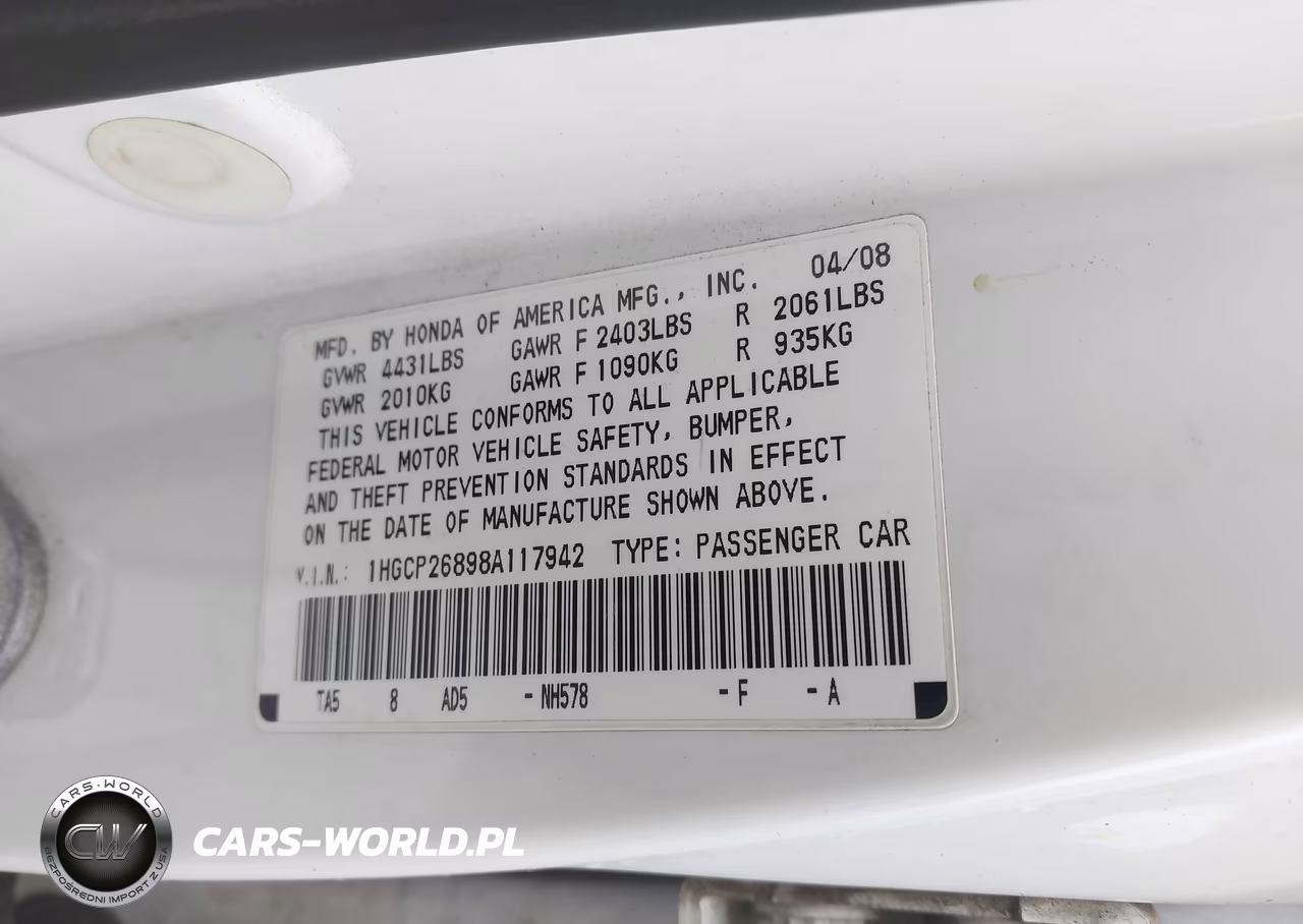 2008 Honda Accord 2.4 Ex-L VIN:1HGCP26898A117942 - 9