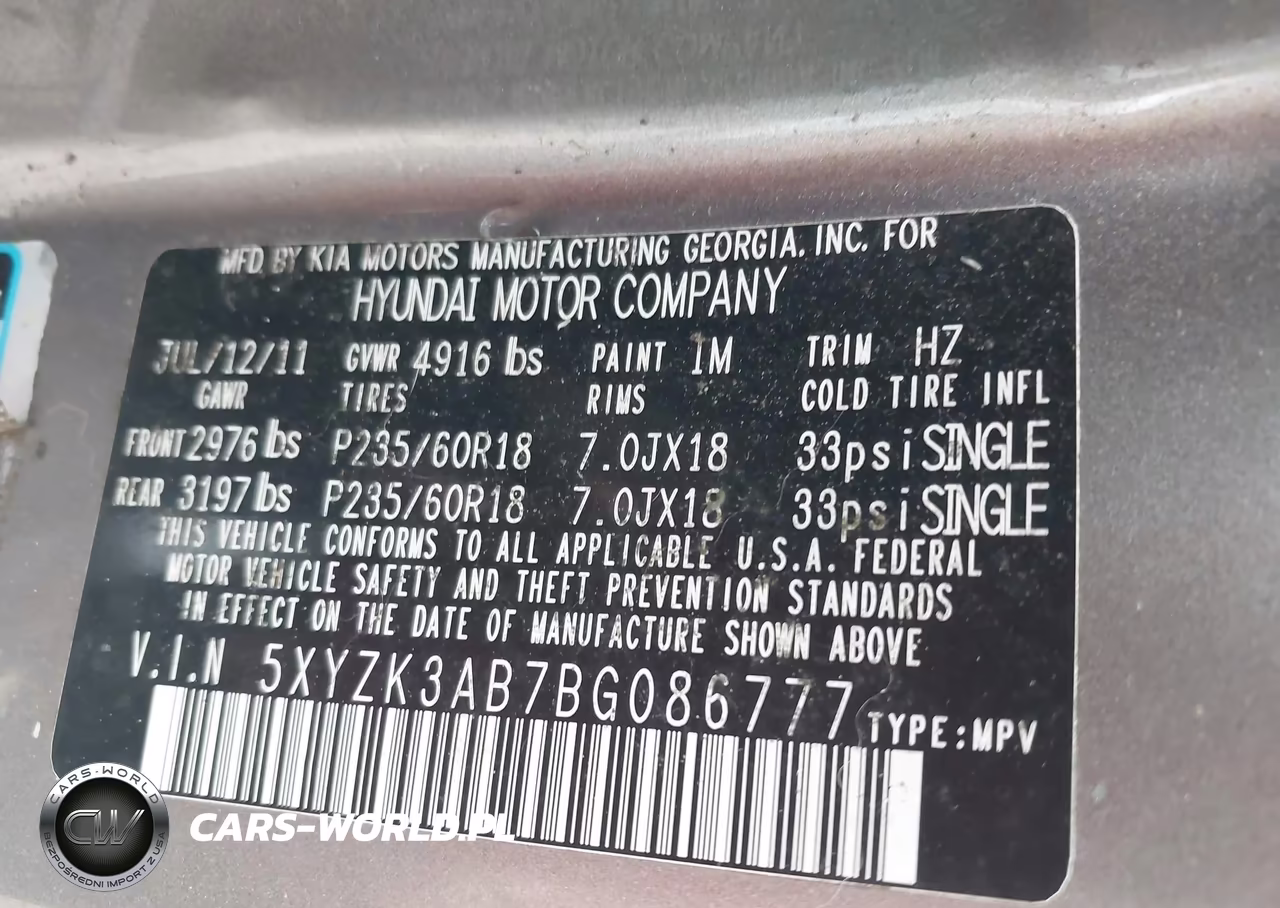 2011 Hyundai Santa Fe Limited VIN:5XYZK3AB7BG086777 - 9