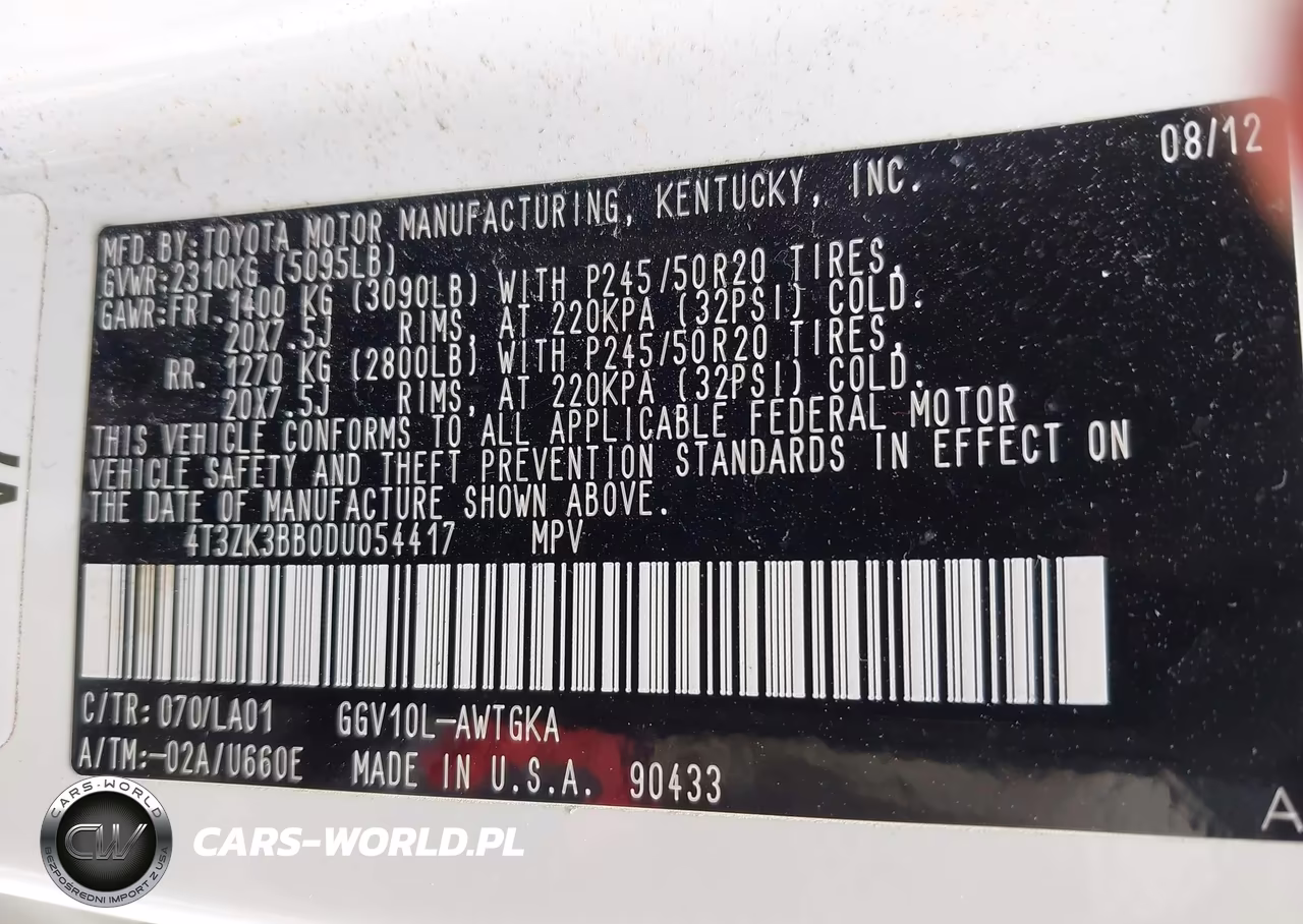 2013 Toyota Venza Limited V6 VIN:4T3ZK3BB0DU054417 - 9