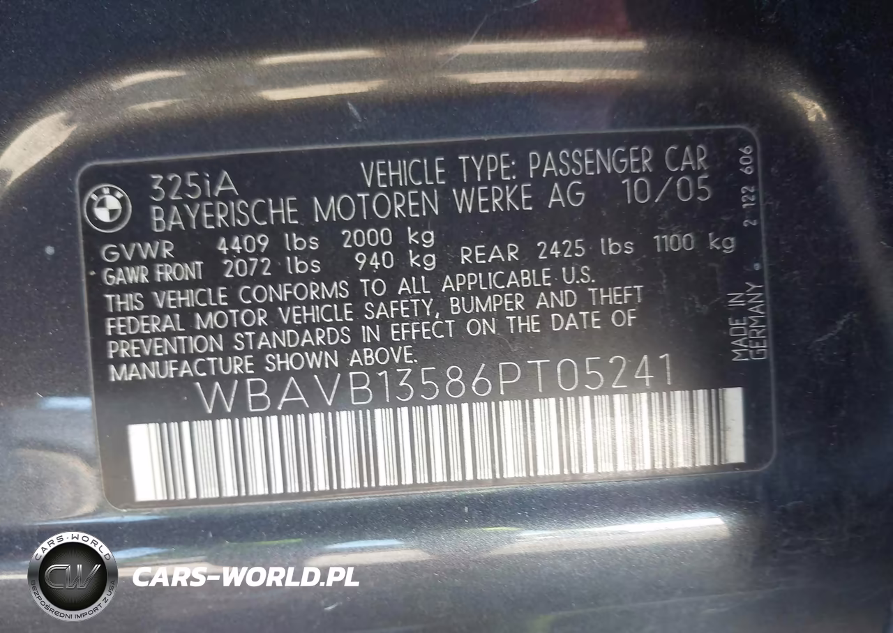 2006 BMW 325I VIN:WBAVB13586PT05241 - 9