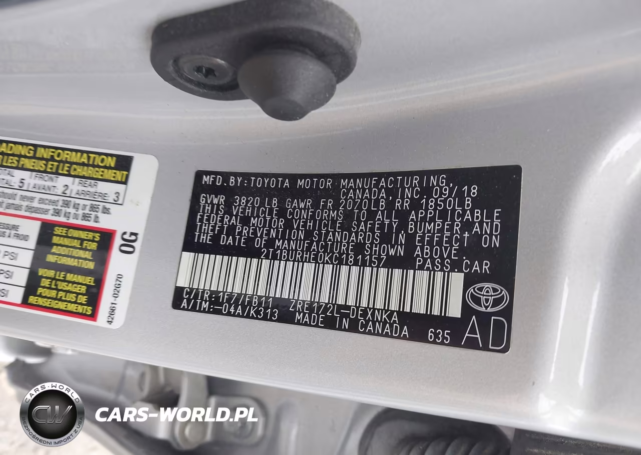 2019 Toyota Corolla Le VIN:2T1BURHE0KC181157 - 9