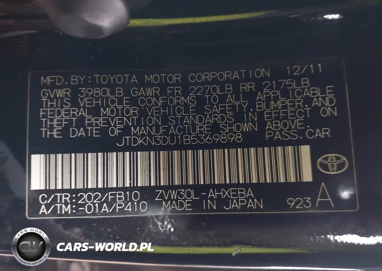 2011 Toyota Prius Three VIN:JTDKN3DU1B5369898 - 9