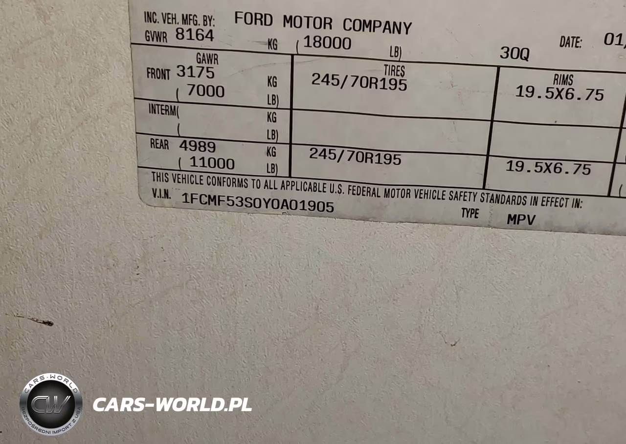 2000 Ford F550 Super Duty Stripped Chass VIN:1FCMF53S0Y0A01905 - 9