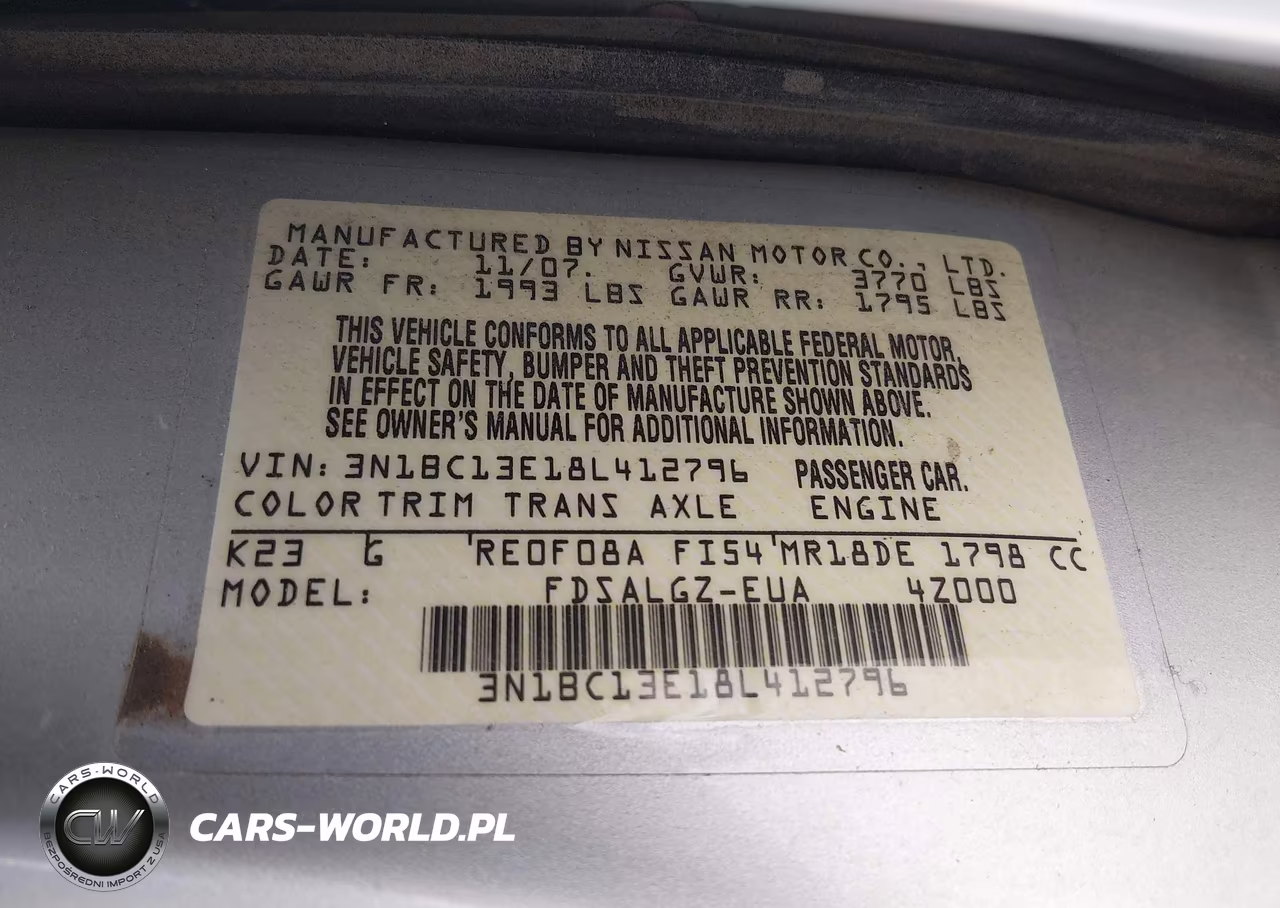 2008 Nissan Versa 1.8Sl VIN:3N1BC13E18L412796 - 9