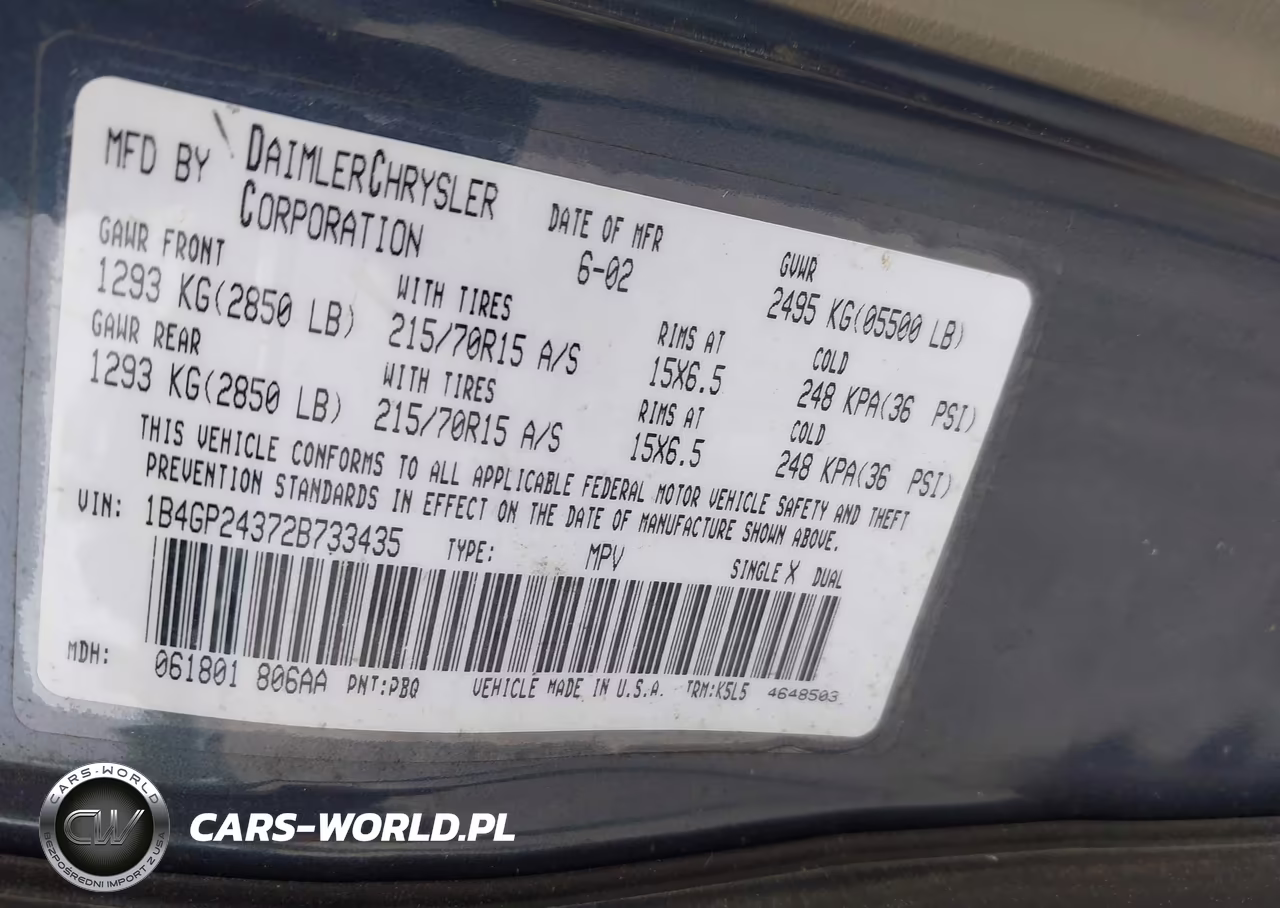 2002 Dodge Grand Caravan Se VIN:1B4GP24372B733435 - 9