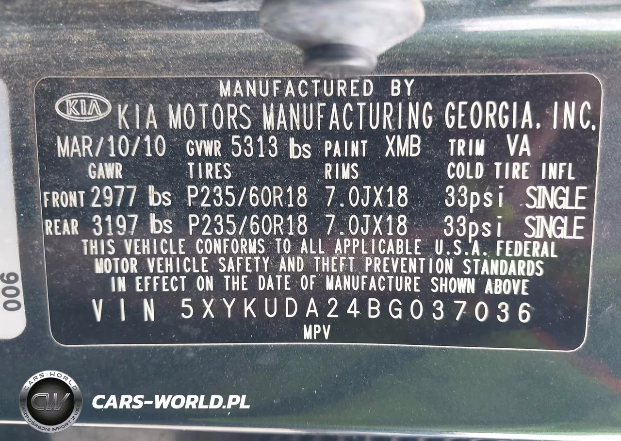 2011 Kia Sorento Ex V6 VIN:5XYKUDA24BG037036 - 9