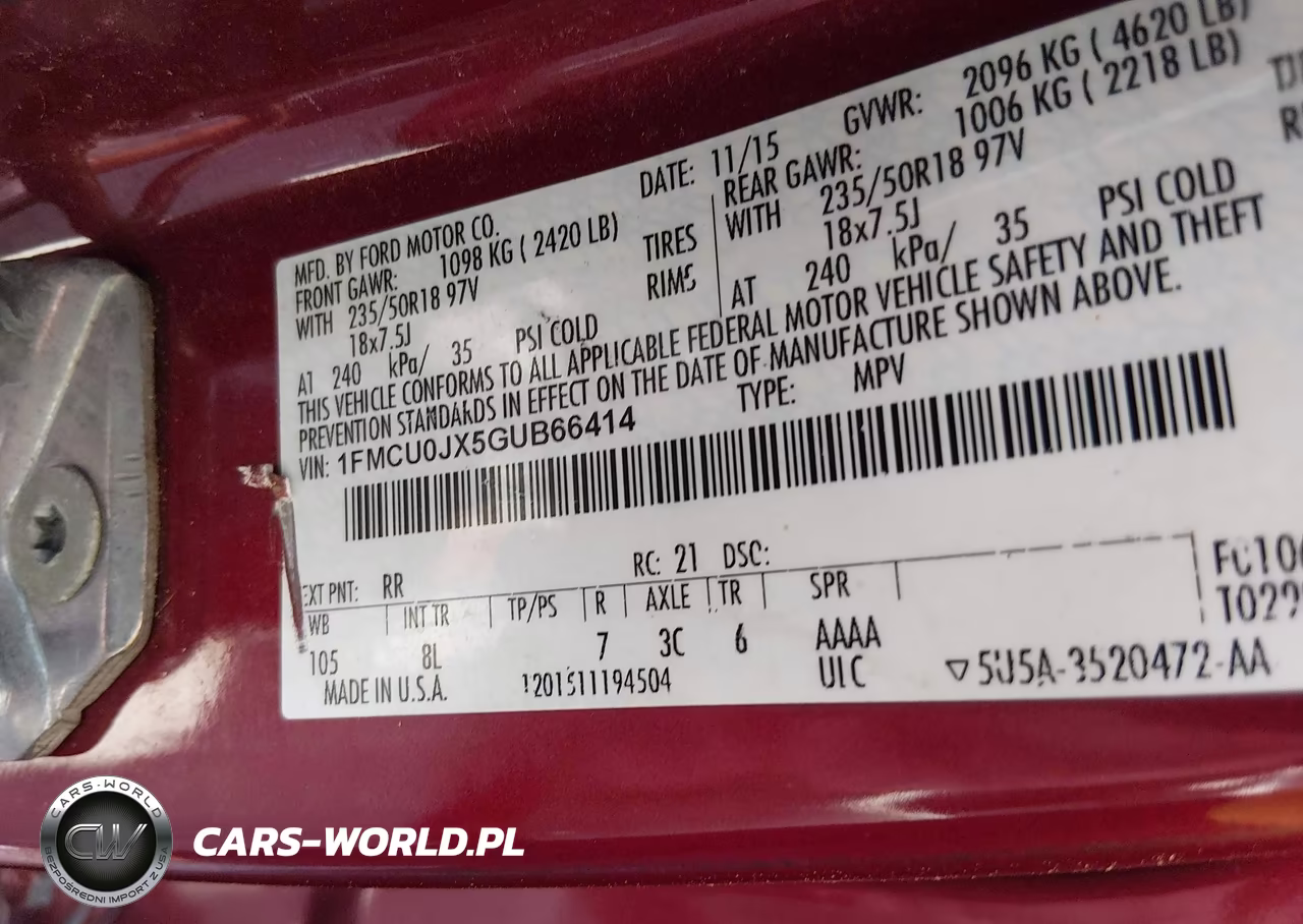 2016 Ford Escape Titanium VIN:1FMCU0JX5GUB66414 - 9