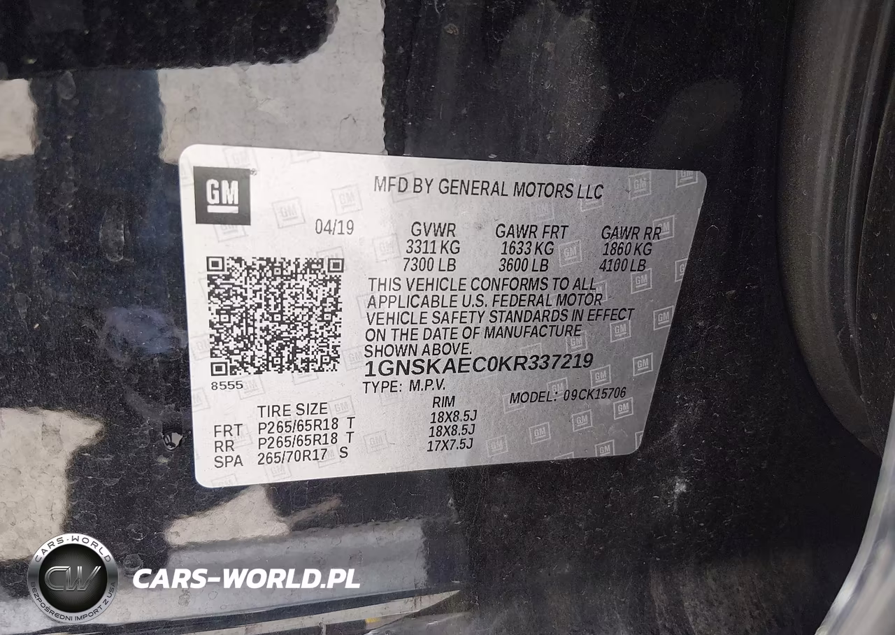 2019 Chevrolet Tahoe Ls VIN:1GNSKAEC0KR337219 - 9