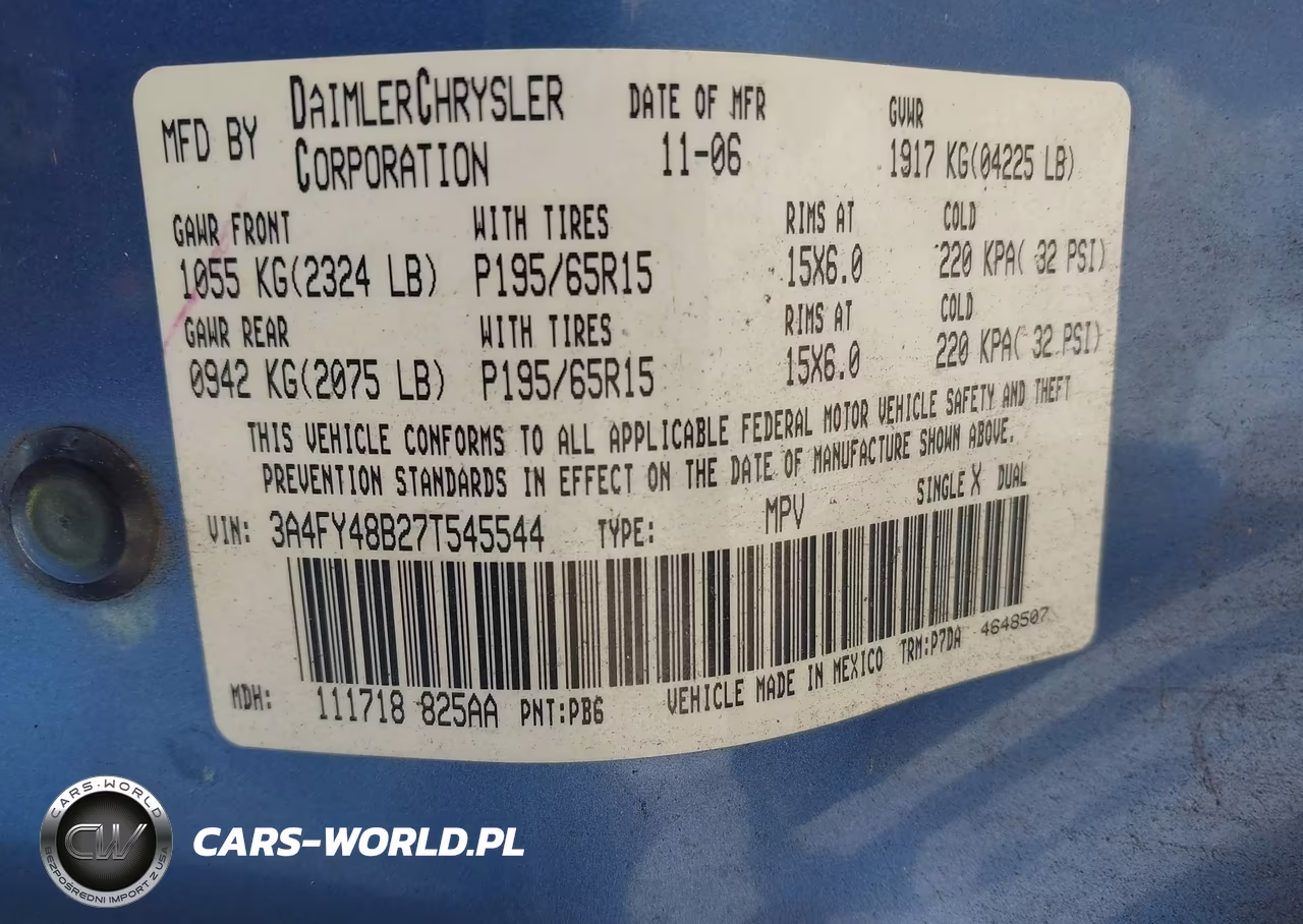 2007 Chrysler Pt Cruiser VIN:3A4FY48B27T545544 - 9