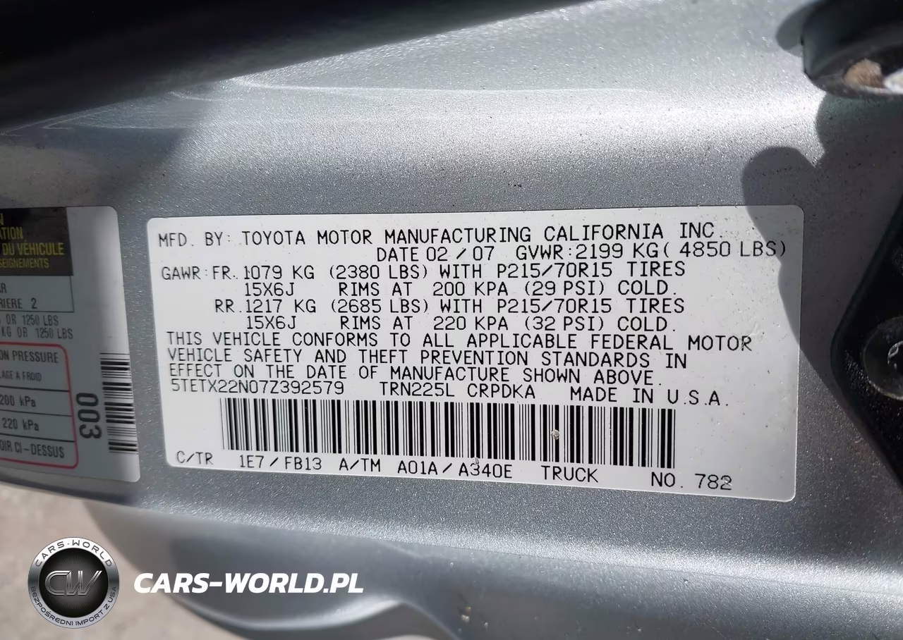 2007 Toyota Tacoma VIN:5TETX22N07Z392579 - 9