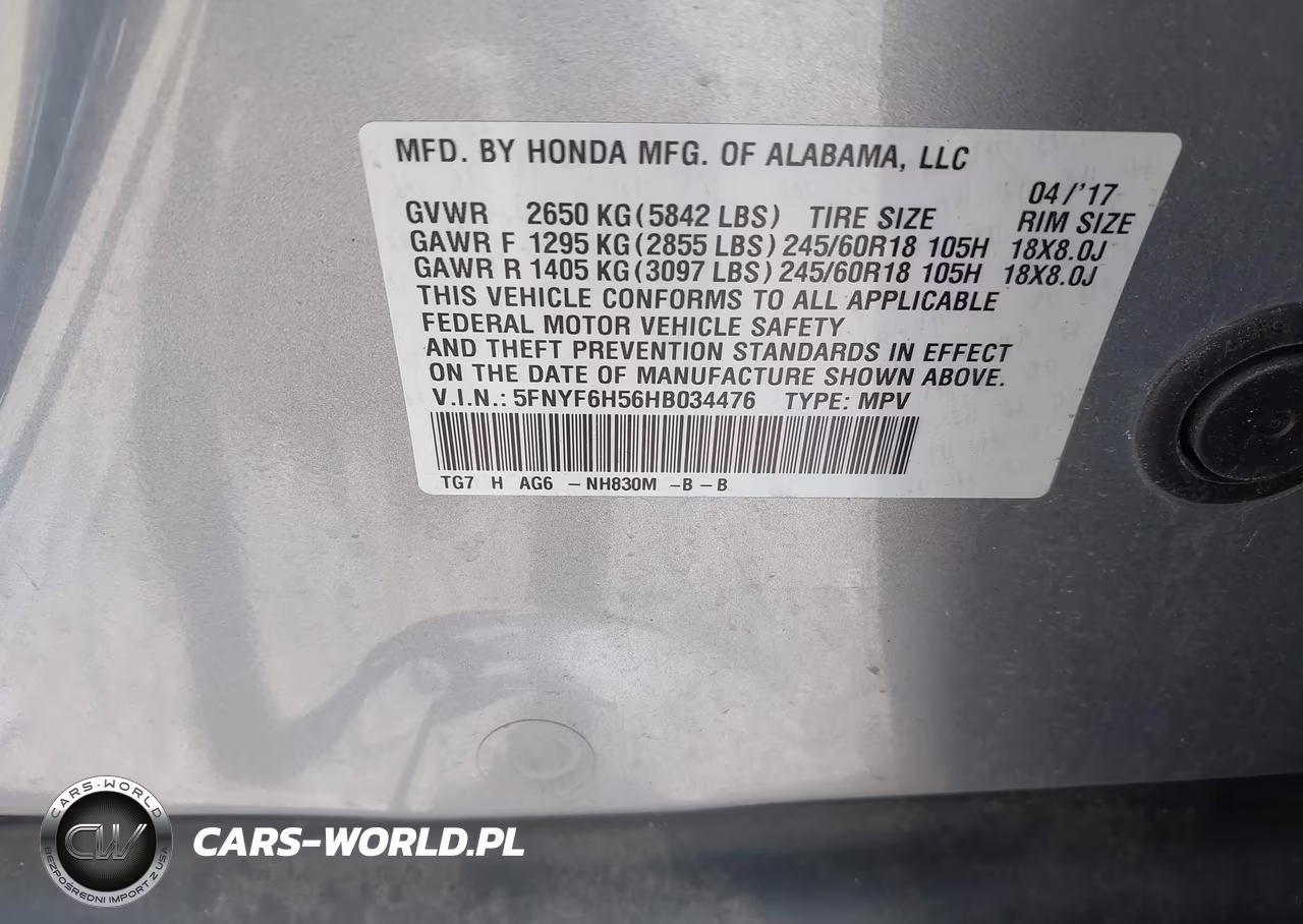 2017 Honda Pilot Ex-L VIN:5FNYF6H56HB034476 - 9