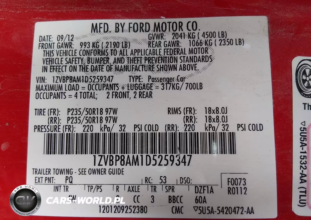 2013 Ford Mustang V6 Premium VIN:1ZVBP8AM1D5259347 - 9