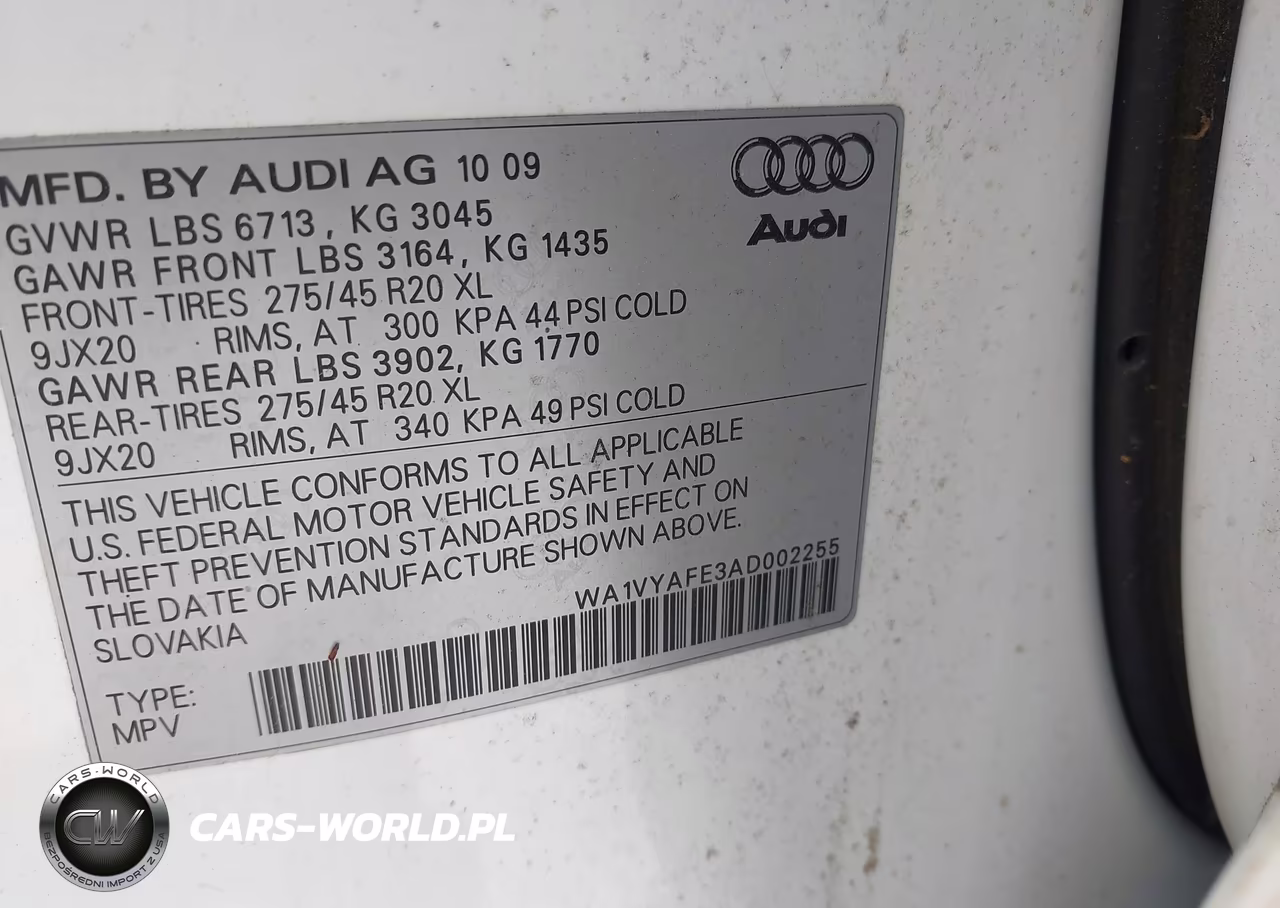 2010 Audi Q7 3.6 Premium VIN:WA1VYAFE3AD002255 - 9