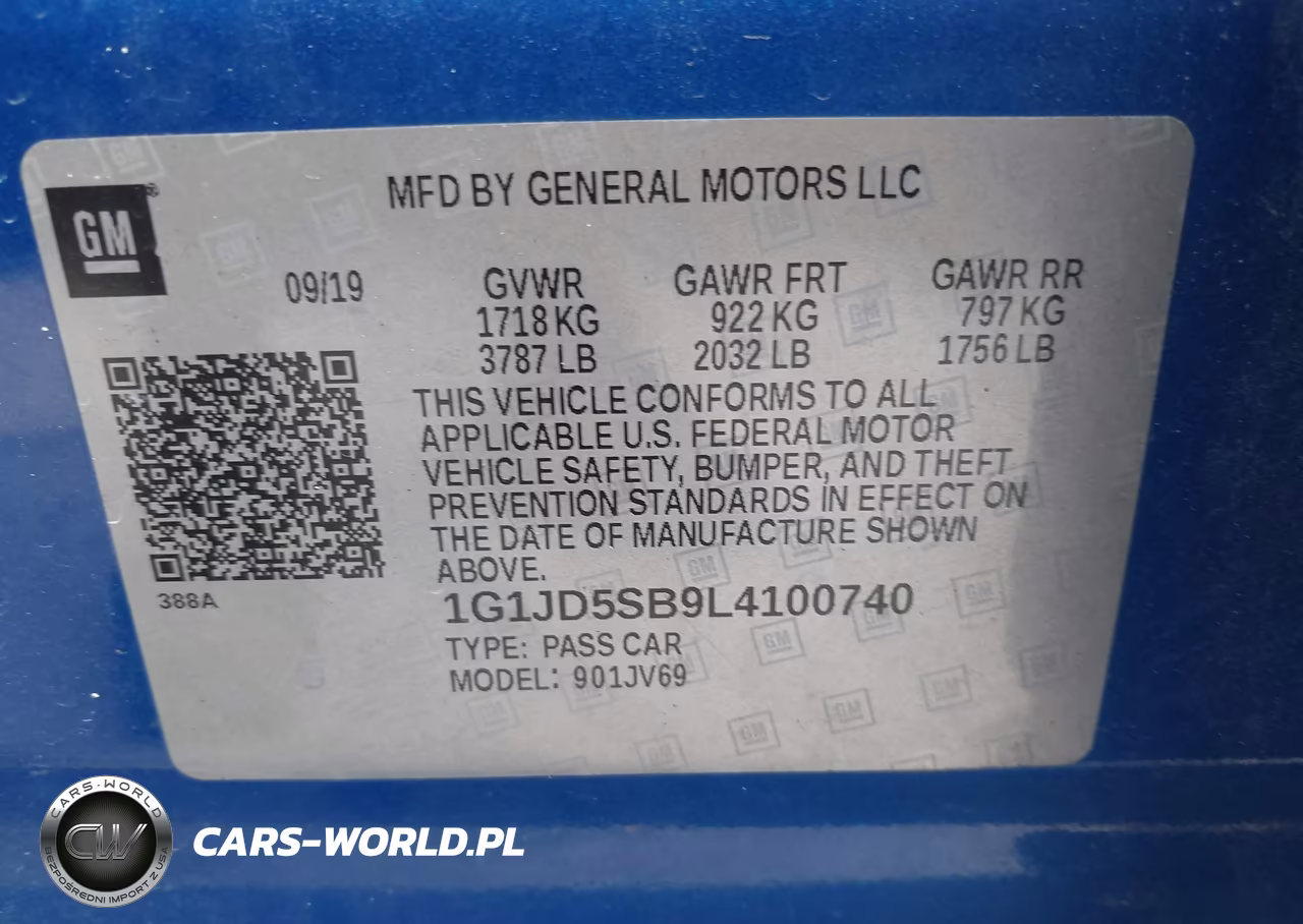 2020 Chevrolet Sonic Fwd Lt VIN:1G1JD5SB9L4100740 - 9