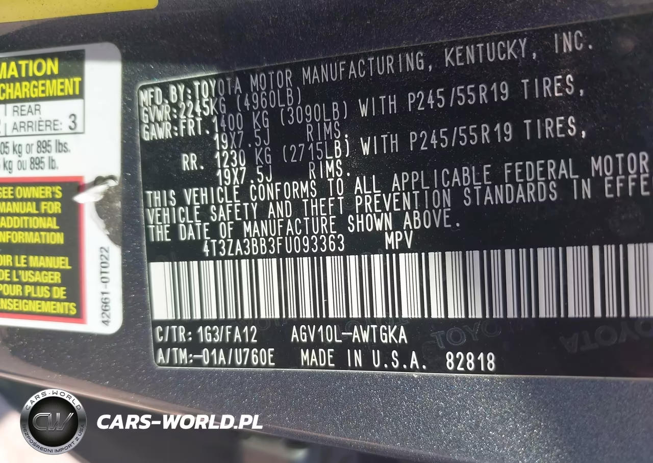 2015 Toyota Venza Le VIN:4T3ZA3BB3FU093363 - 9