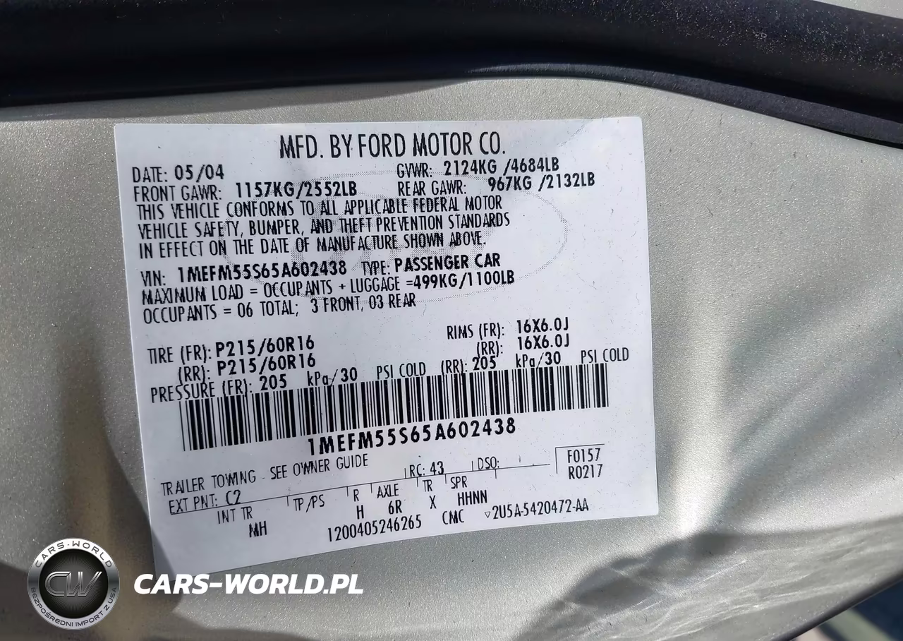 2005 Mercury Sable Ls VIN:1MEFM55S65A602438 - 9