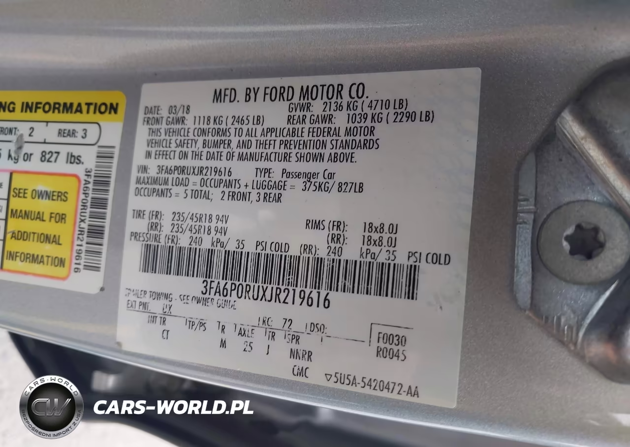 2018 Ford Fusion Hybrid Titanium VIN:3FA6P0RUXJR219616 - 9