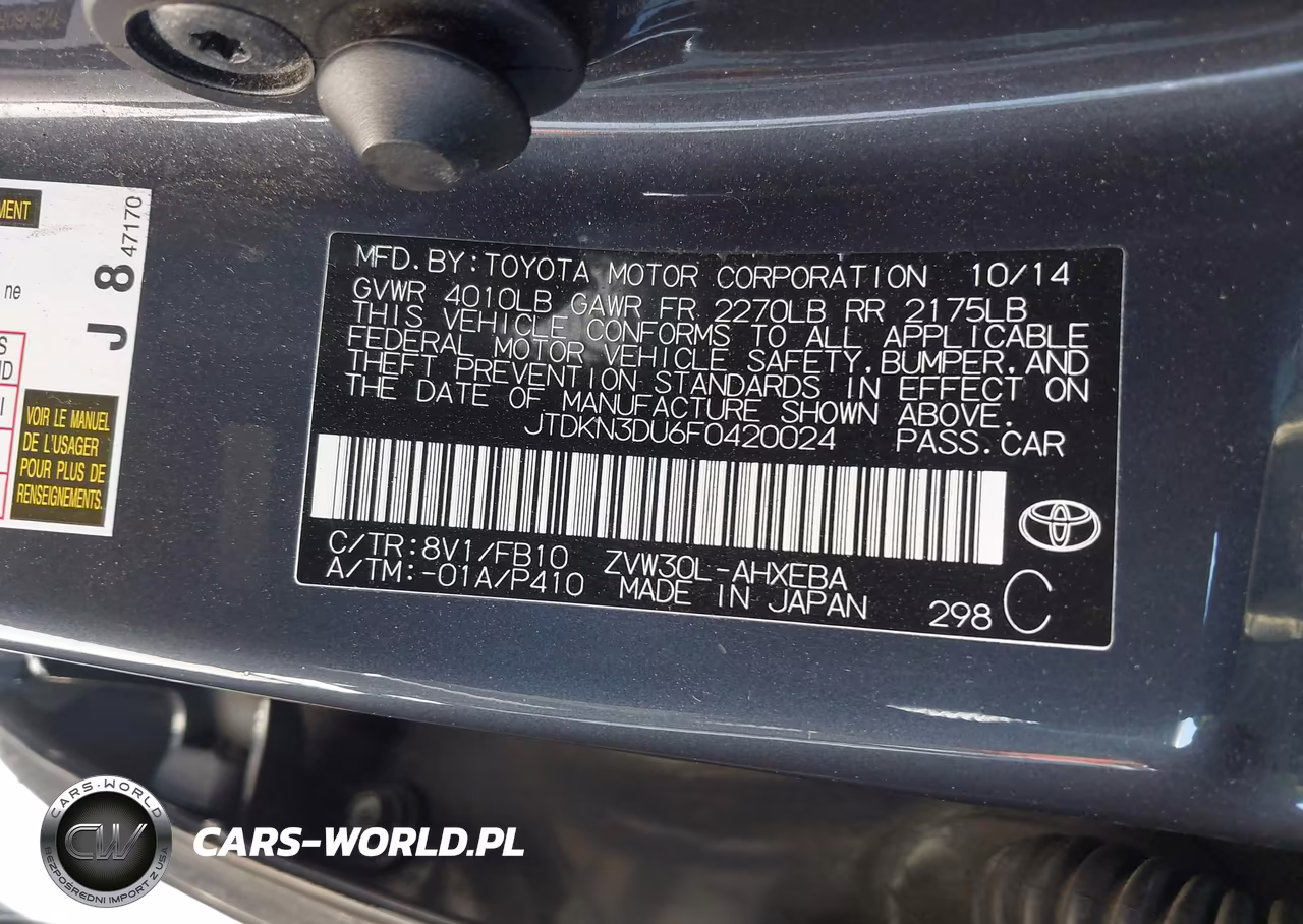 2015 Toyota Prius Two VIN:JTDKN3DU6F0420024 - 9