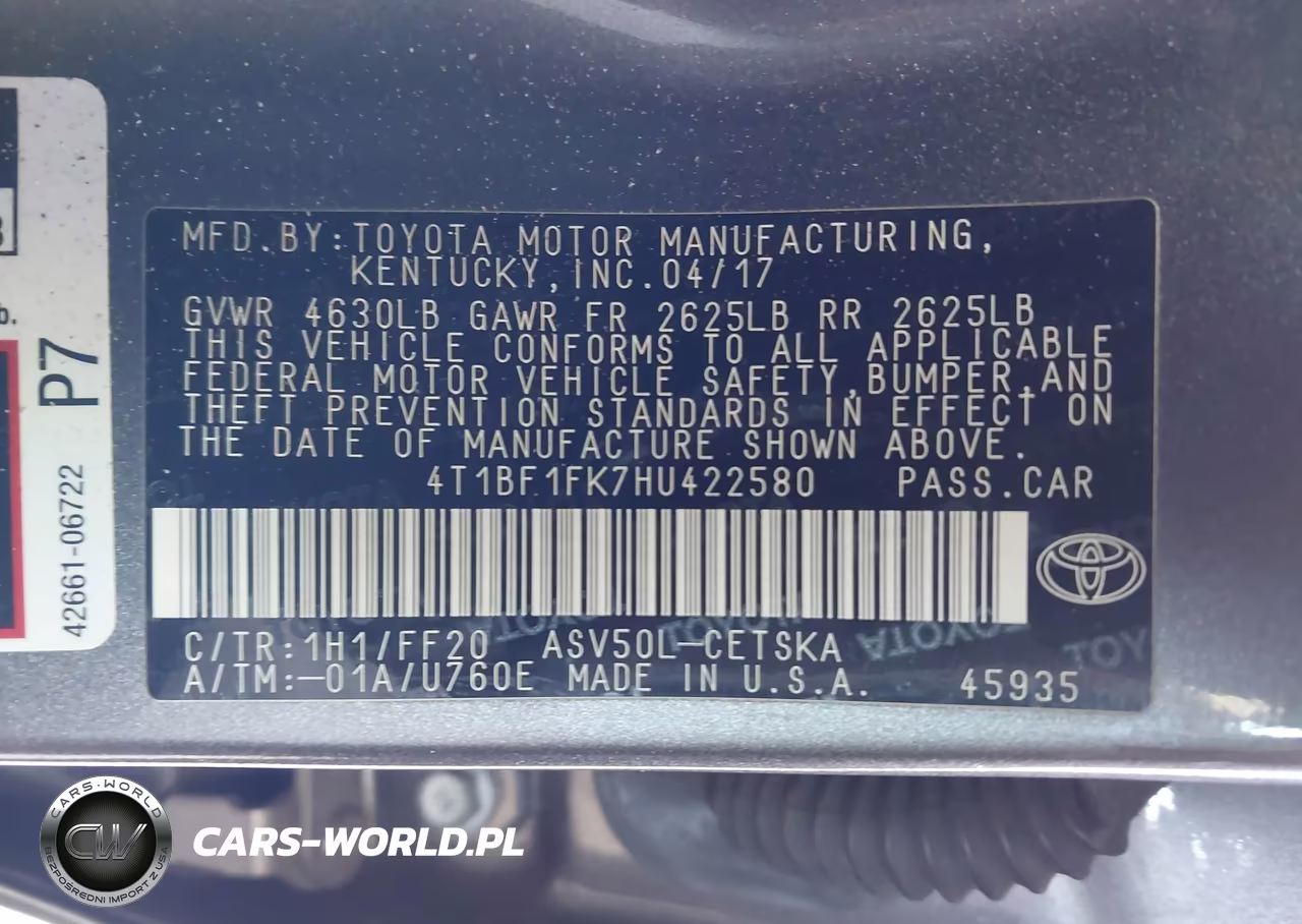 2017 Toyota Camry Se VIN:4T1BF1FK7HU422580 - 9