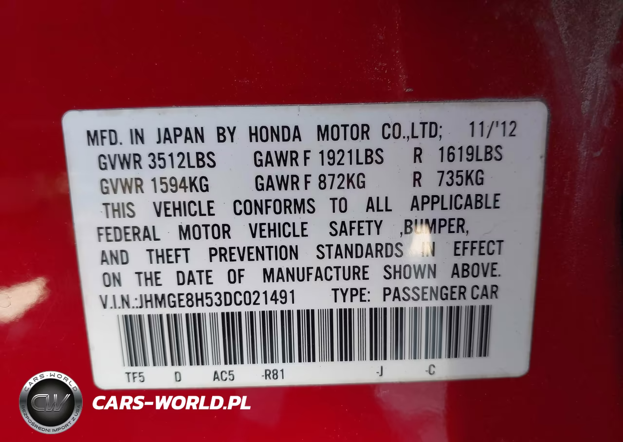 2013 Honda Fit Sport VIN:JHMGE8H53DC021491 - 9