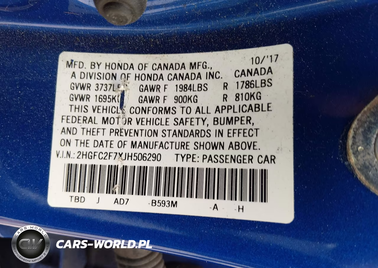 2018 Honda Civic Ex VIN:2HGFC2F7XJH506290 - 9