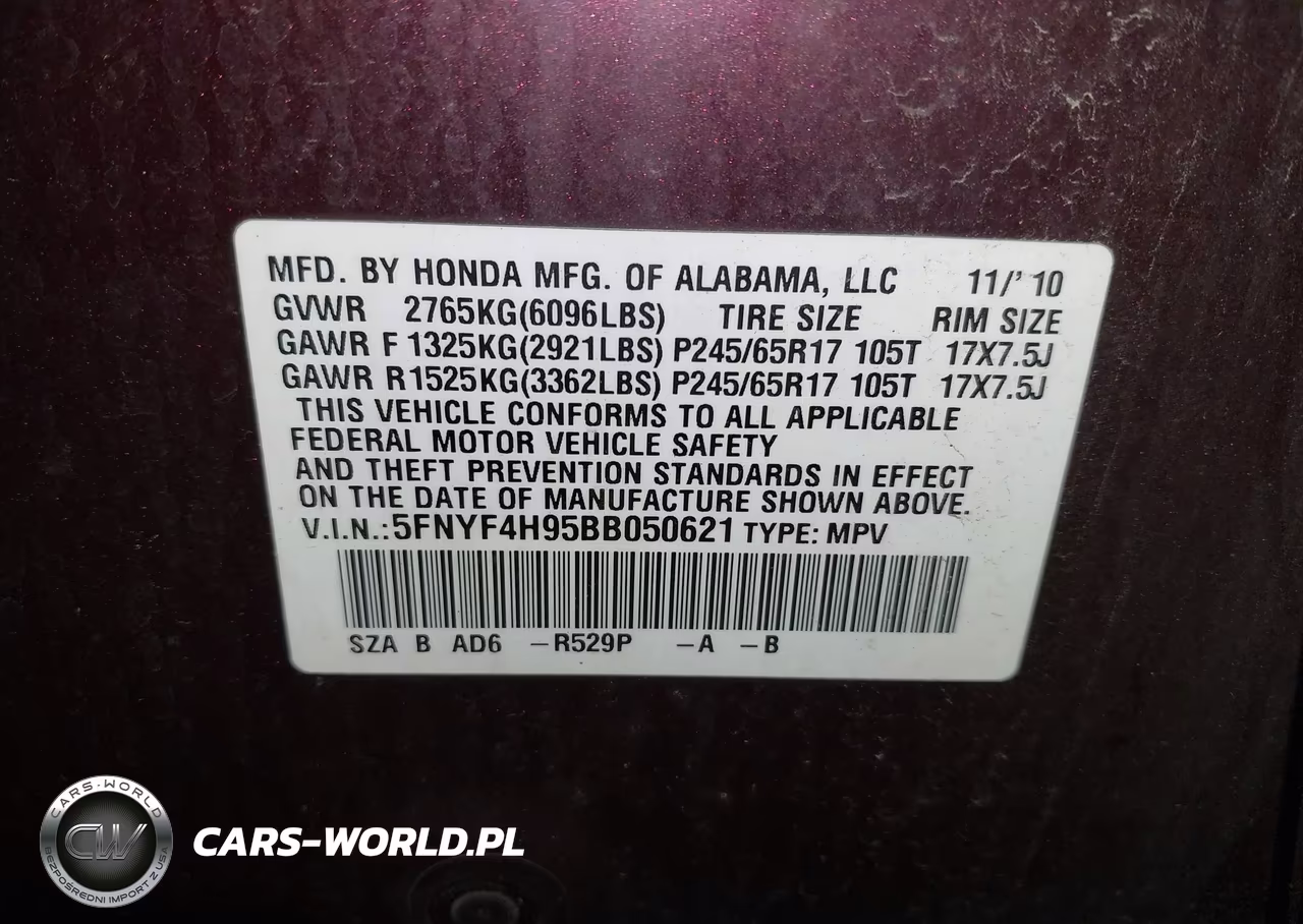 2011 Honda Pilot Touring VIN:5FNYF4H95BB050621 - 9