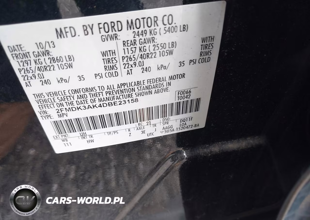 2013 Ford Edge Sport VIN:2FMDK3AK4DBE23158 - 9