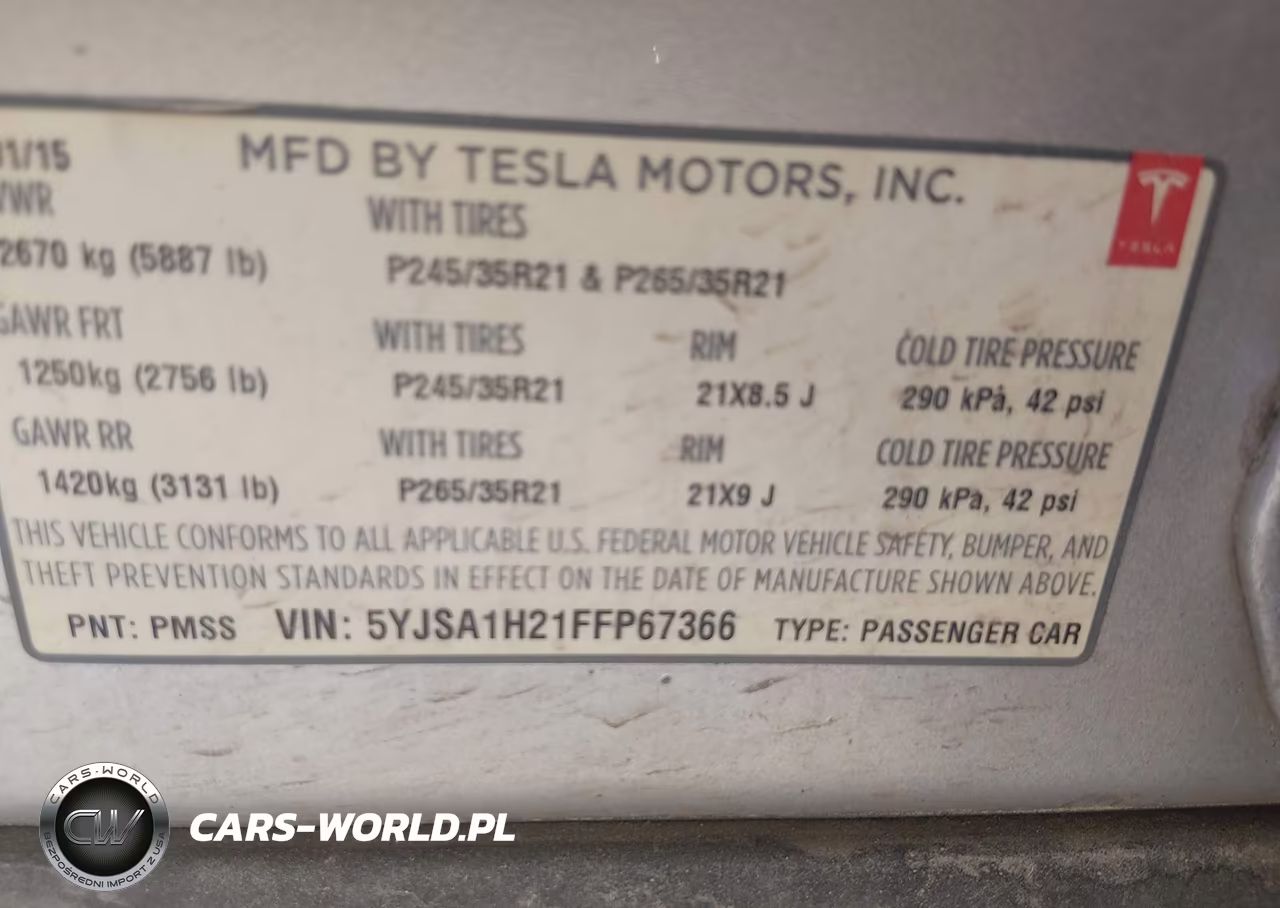 2015 Tesla Model S 70D-85D-P85D VIN:5YJSA1H21FFP67366 - 9