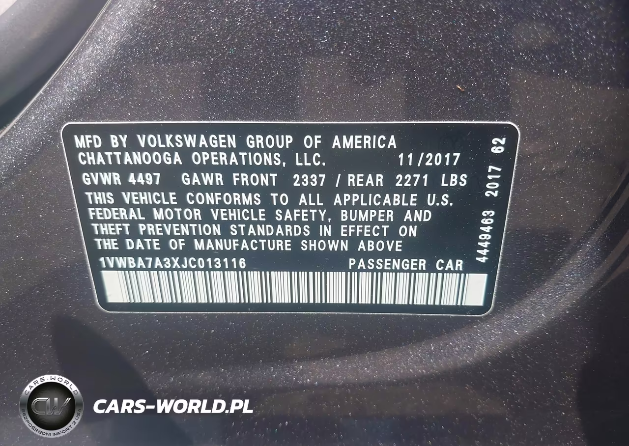 2018 Volkswagen Passat 2.0T Se VIN:1VWBA7A3XJC013116 - 9