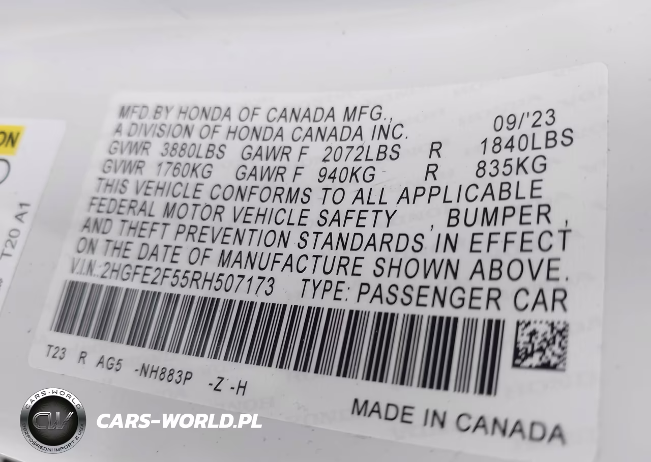 2024 Honda Civic Sport VIN:2HGFE2F55RH507173 - 9