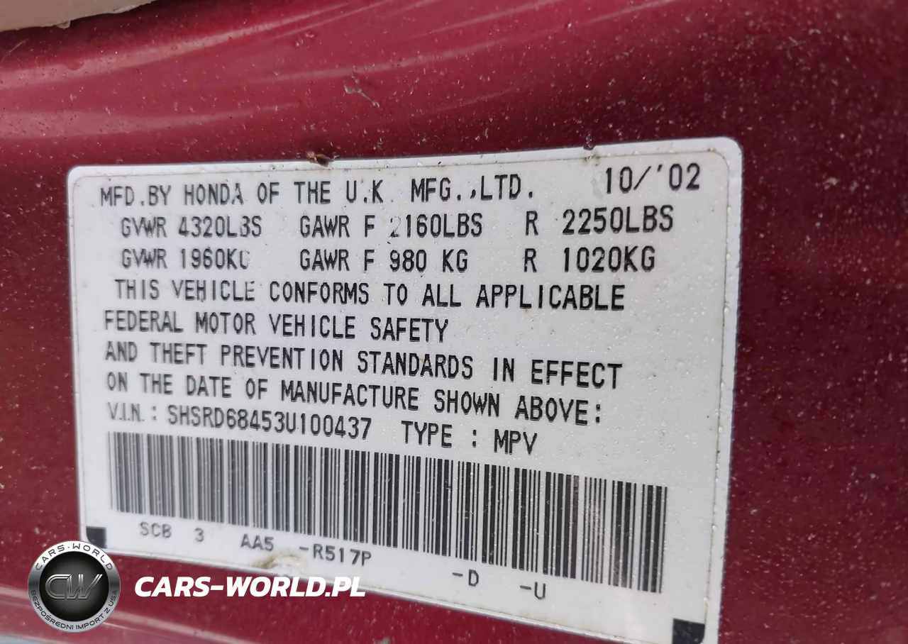 2003 Honda Cr-V Lx VIN:SHSRD68453U100437 - 9