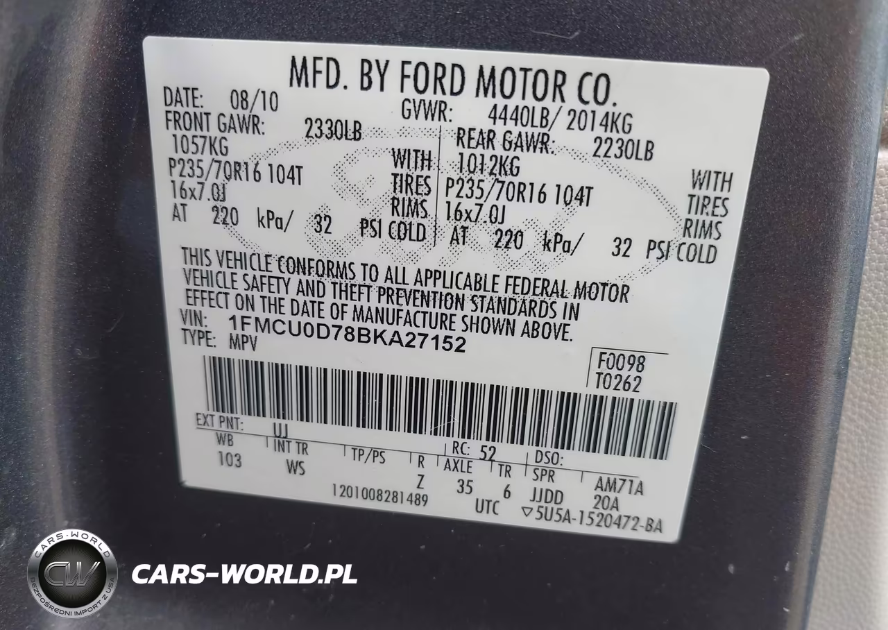 2011 Ford Escape Xlt VIN:1FMCU0D78BKA27152 - 9