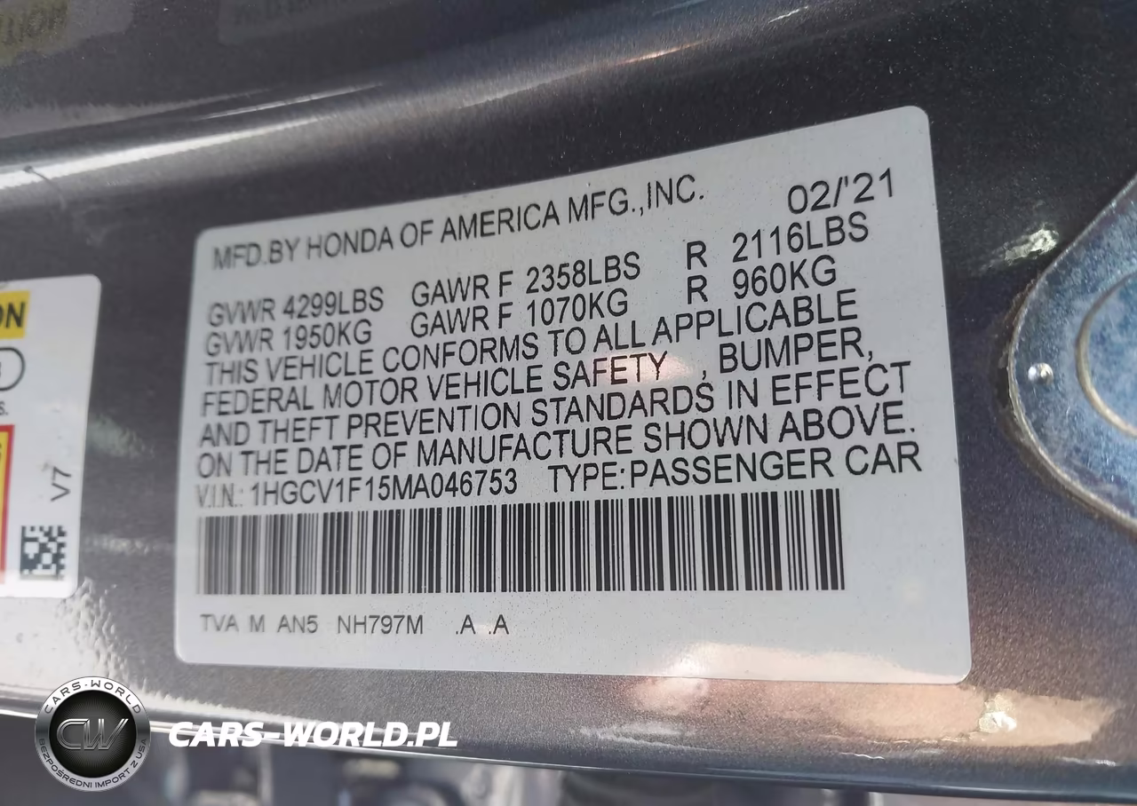 2021 Honda Accord Lx VIN:1HGCV1F15MA046753 - 9