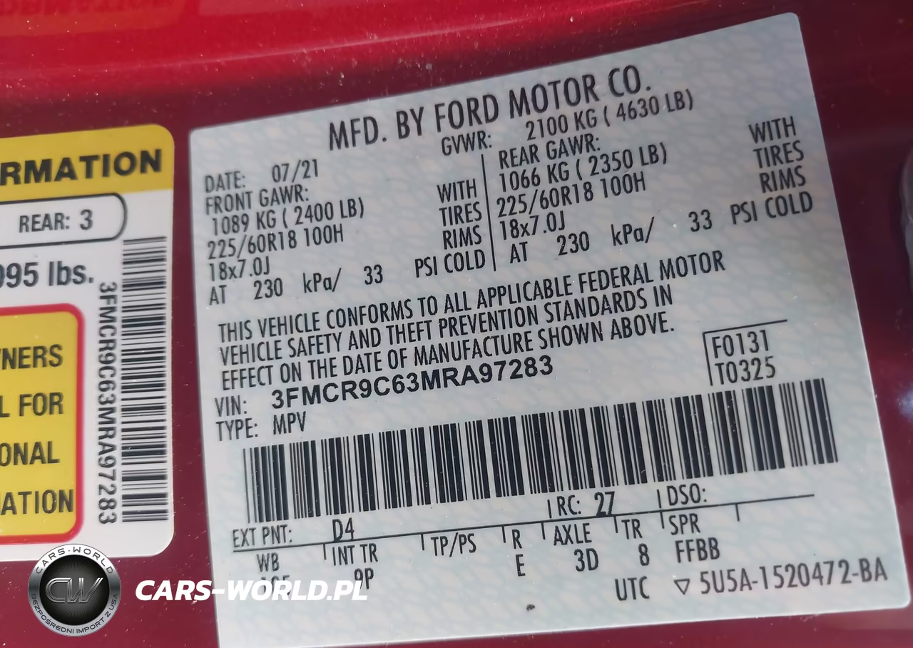 2021 Ford Bronco Sport Outer Banks VIN:3FMCR9C63MRA97283 - 9