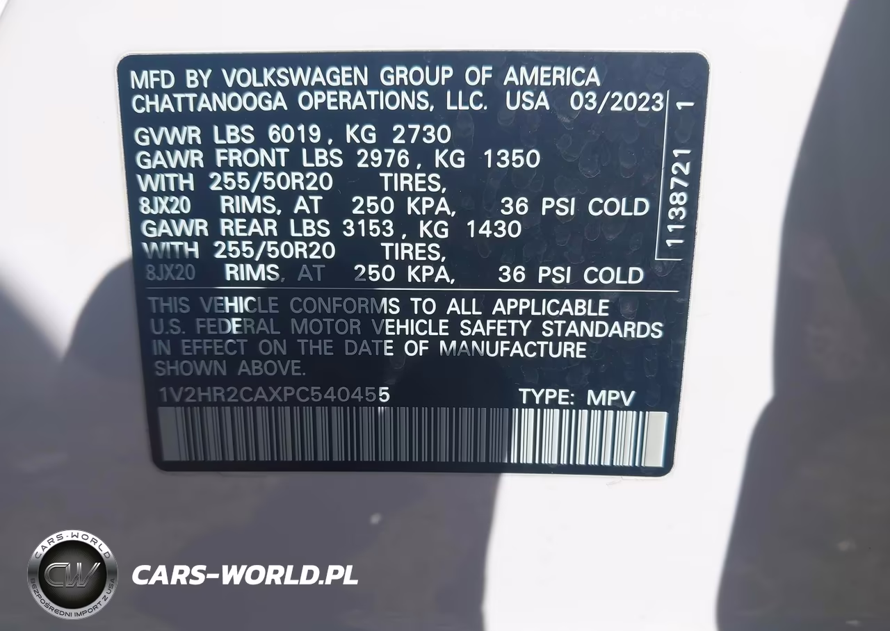 2023 Volkswagen Atlas 3.6L V6 Se W-Technology VIN:1V2HR2CAXPC540455 - 9