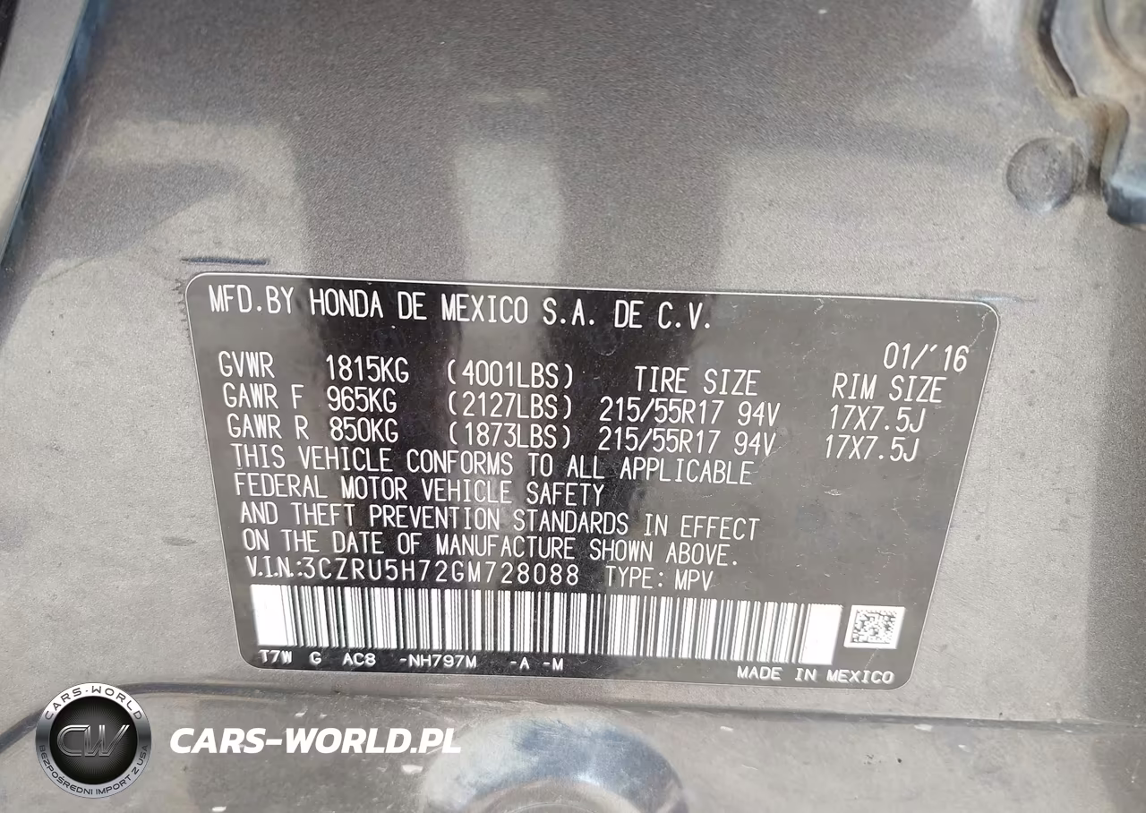 2016 Honda Hr-V Ex-L VIN:3CZRU5H72GM728088 - 9