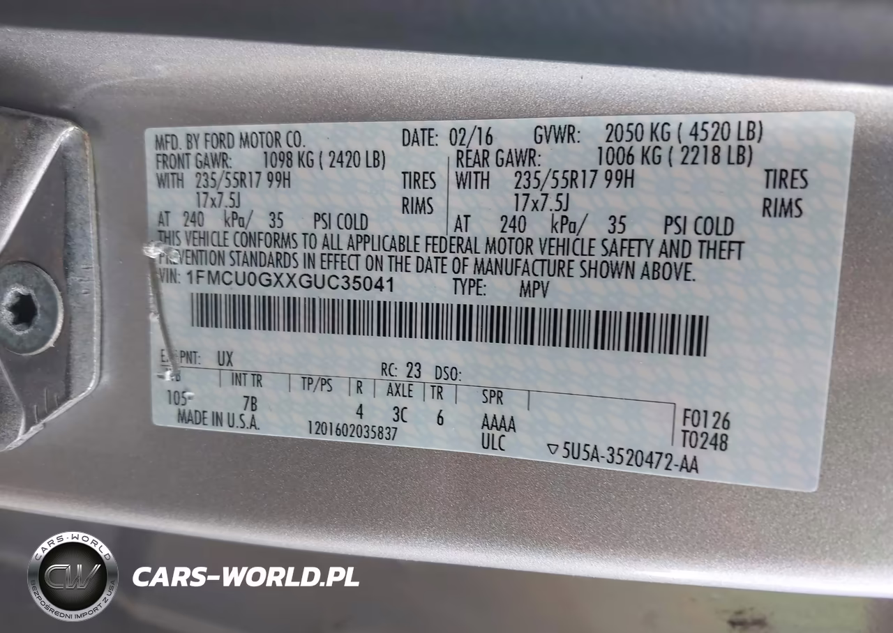 2016 Ford Escape Se VIN:1FMCU0GXXGUC35041 - 9
