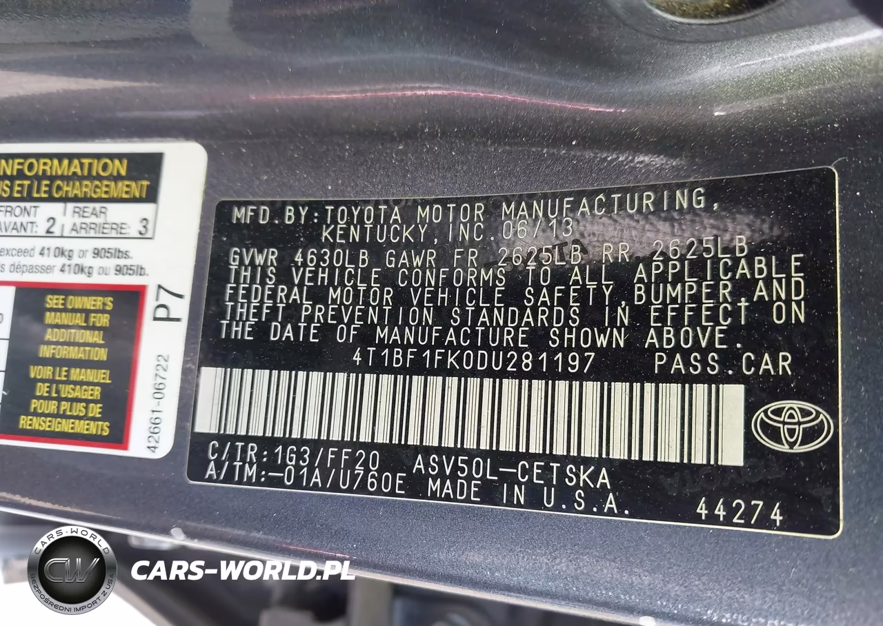 2013 Toyota Camry Se VIN:4T1BF1FK0DU281197 - 9