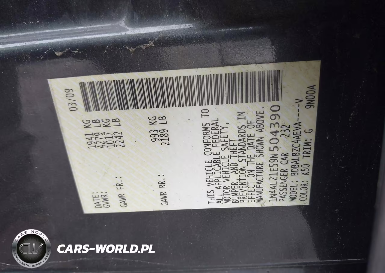 2009 Nissan Altima 2.5 S VIN:1N4AL21E59N504390 - 9