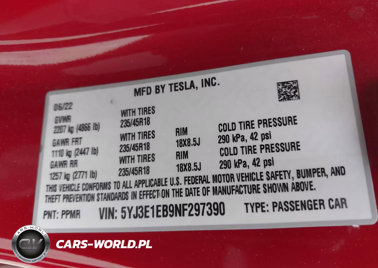 2022 Tesla Model 3 Long Range Dual Motor All-Wheel Drive VIN:5YJ3E1EB9NF297390 - 9